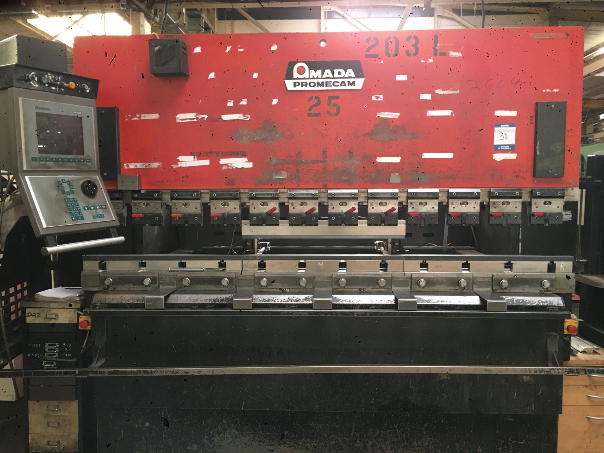 Amada, Promecam ITPS CNC hydraulic upstroking press brake, Serial No. ITPS-080-25-1006 (1988), max