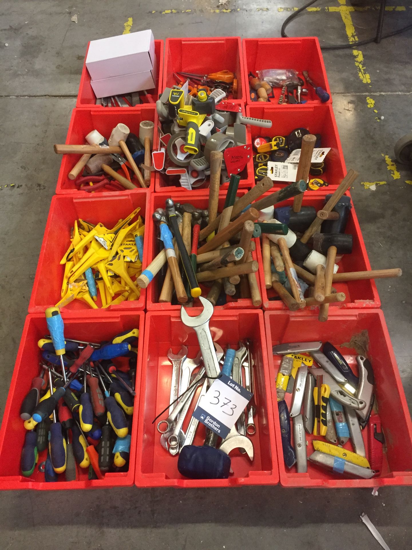 Selection of assorted small hand tools including; screwdrivers, tape measures, hammers, mallets,
