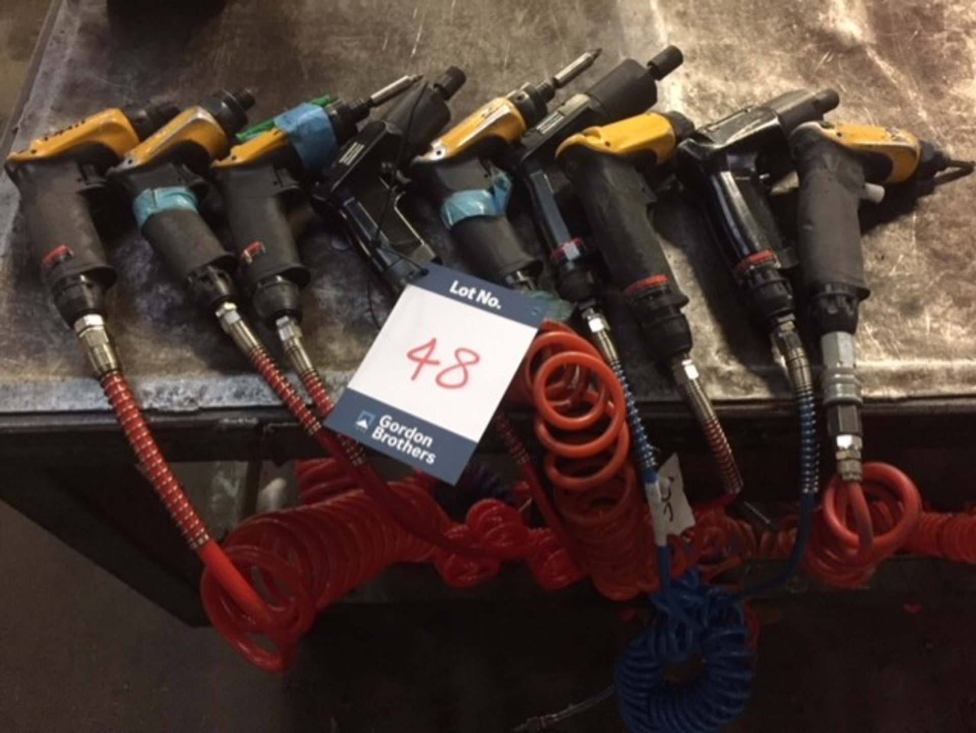 Nine various pneumatic air pistol screwdrivers**This lot is located at The Willows Site, CF48 1YH**