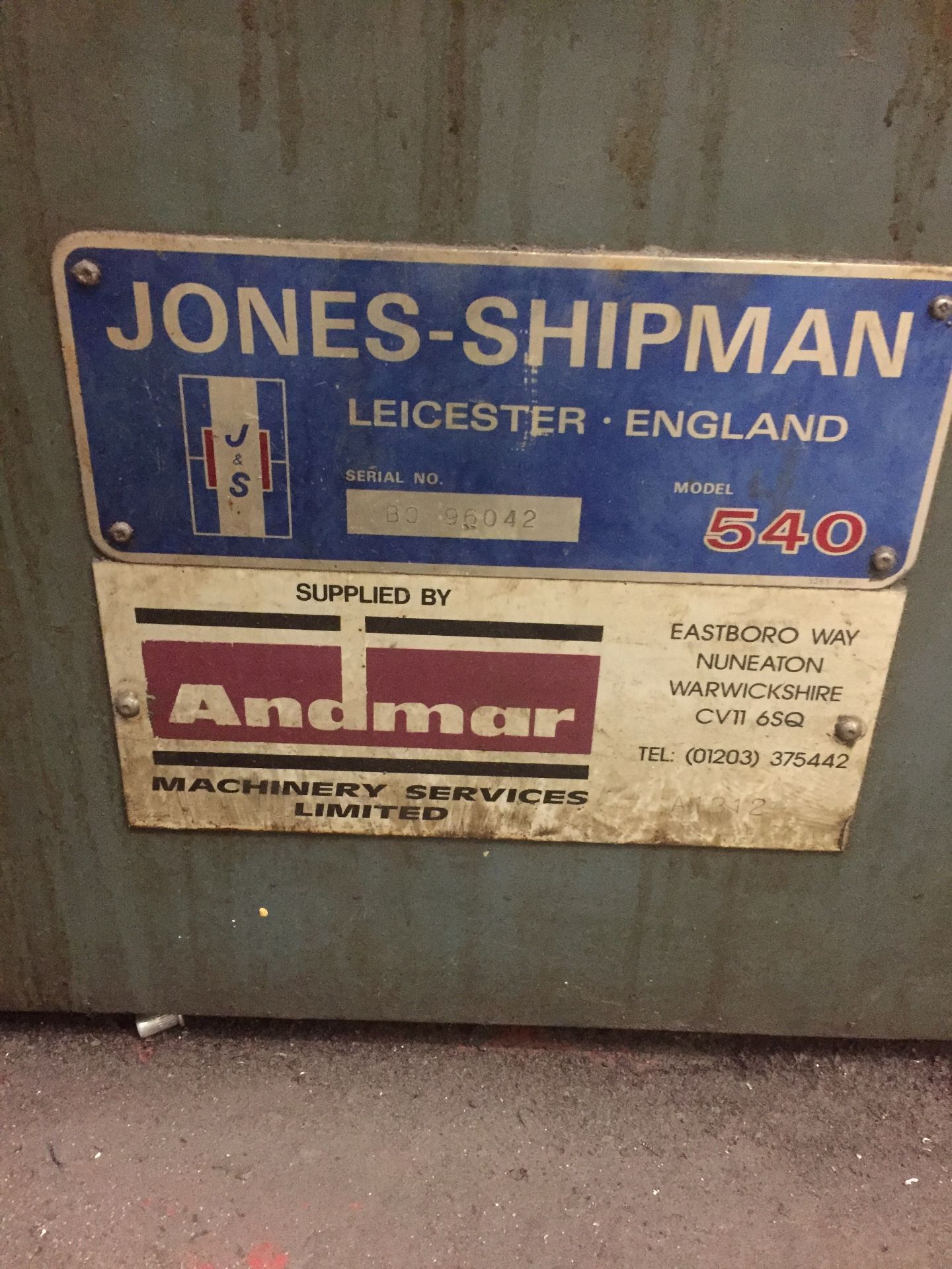 Jones and Shipman 540 horizontal surface grinding machine, Serial No. BO96042, with magnetic vice - Image 2 of 2