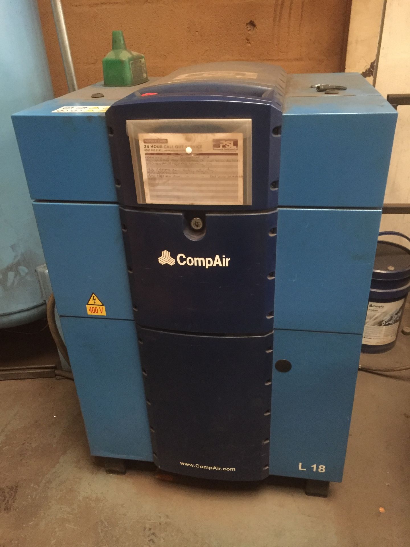 Compair L18-13A rotary screw air compressor, Serial No. CD10022707001 (2016), 13 BAR, with Abbot and