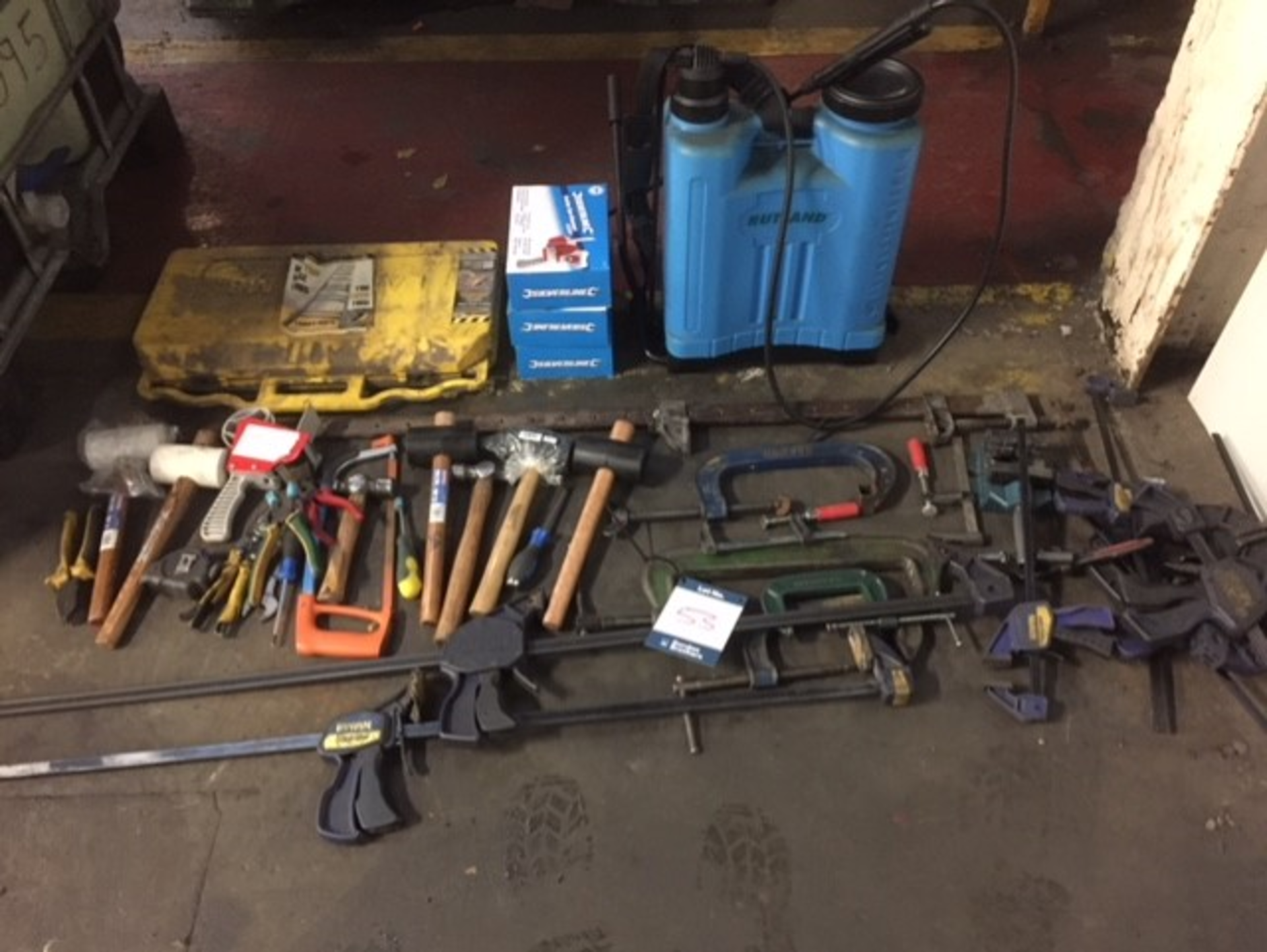 Various tools including knapsack, ladder stand, hand tools etc **This lot is located at The