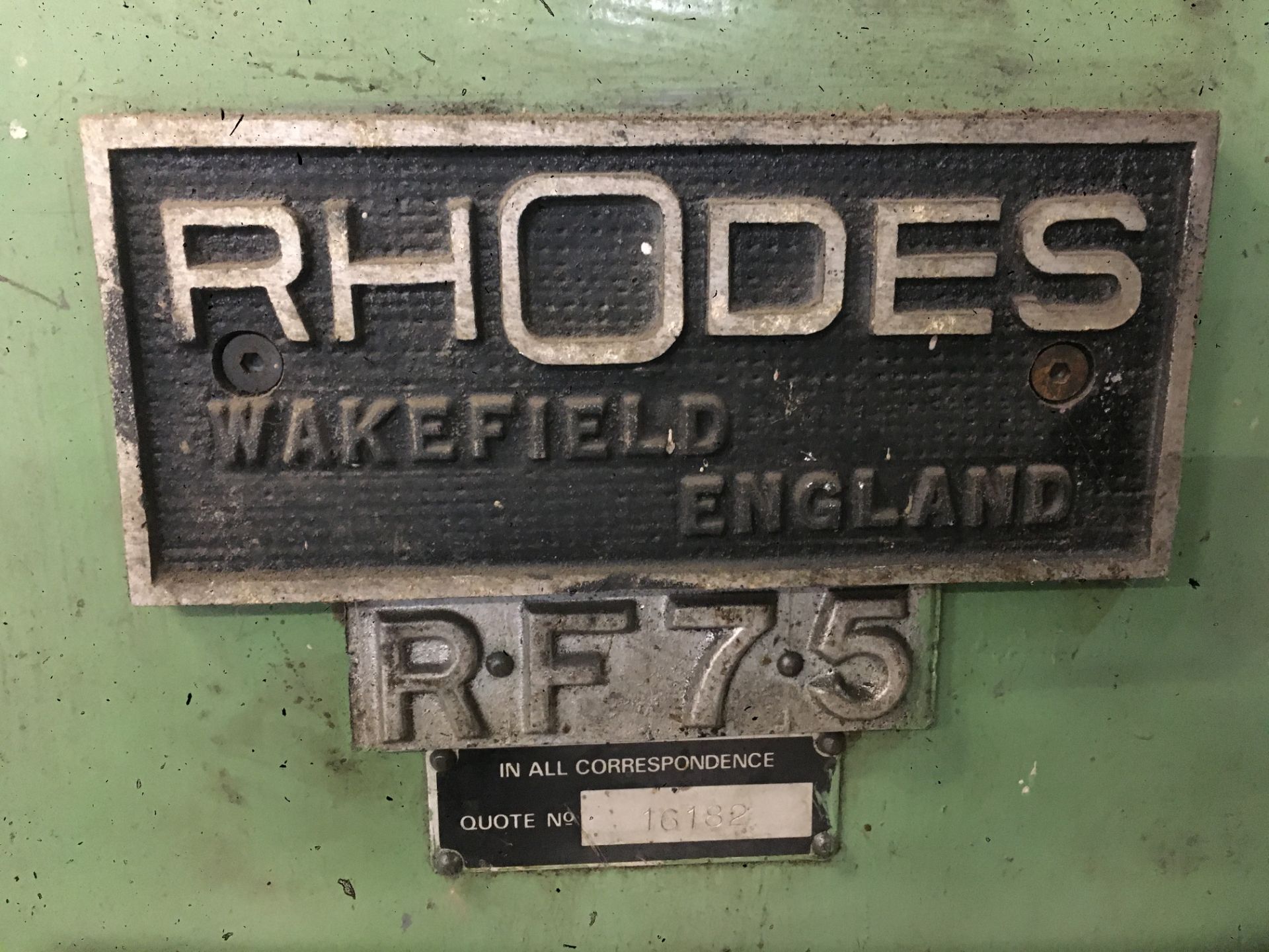 Rhodes RF75 mechanical press, Serial No. 16182, Ref. 204R, Capacity. 75 ton, Bed Size. 119cm x - Image 3 of 3