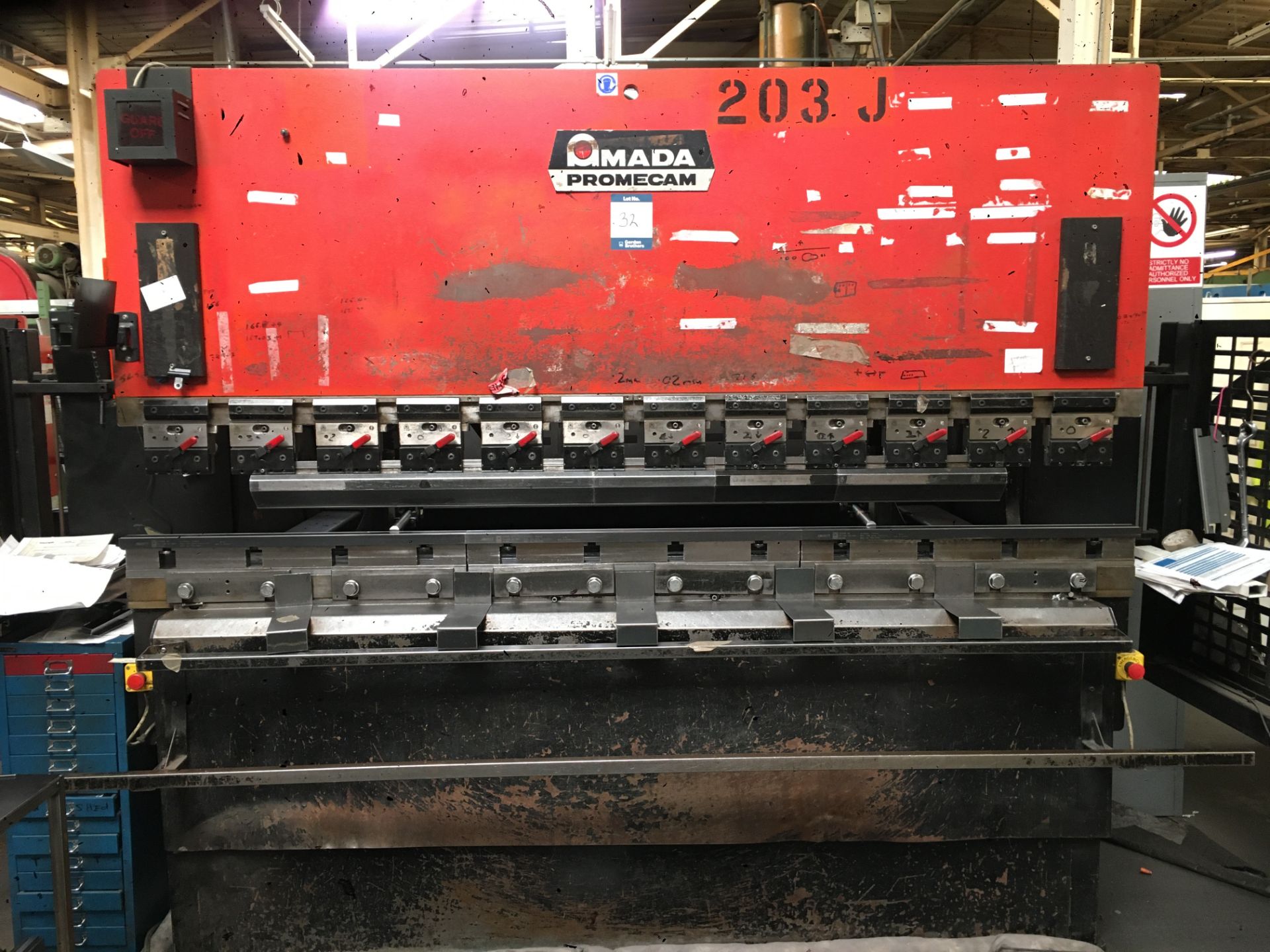 Amada, Promecam ITPS hydraulic upstroking press brake, Serial No. ITPS-080-25-1011 (1988), max