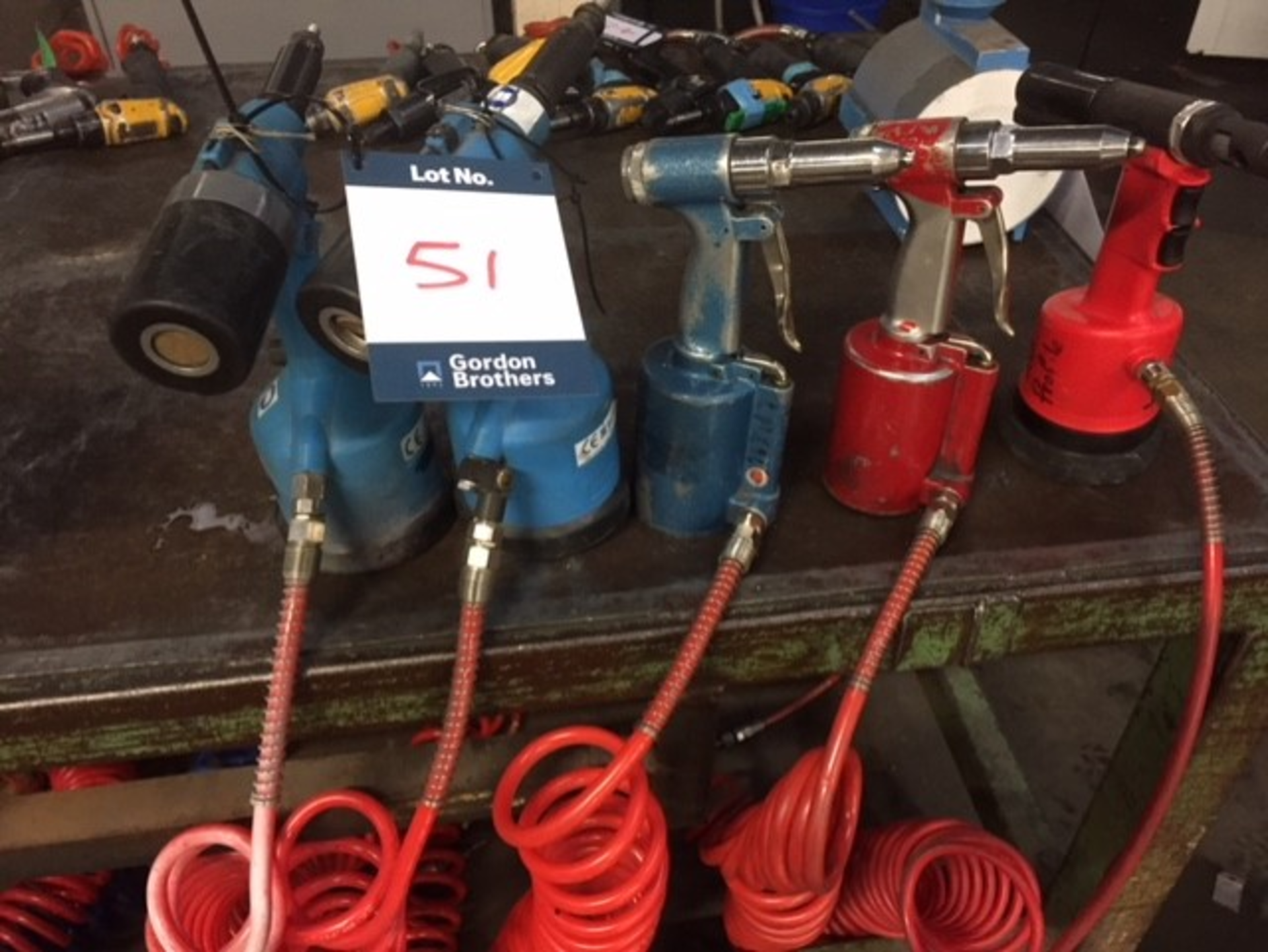 Five various pneumatic rivet guns**This lot is located at The Willows Site, CF48 1YH**