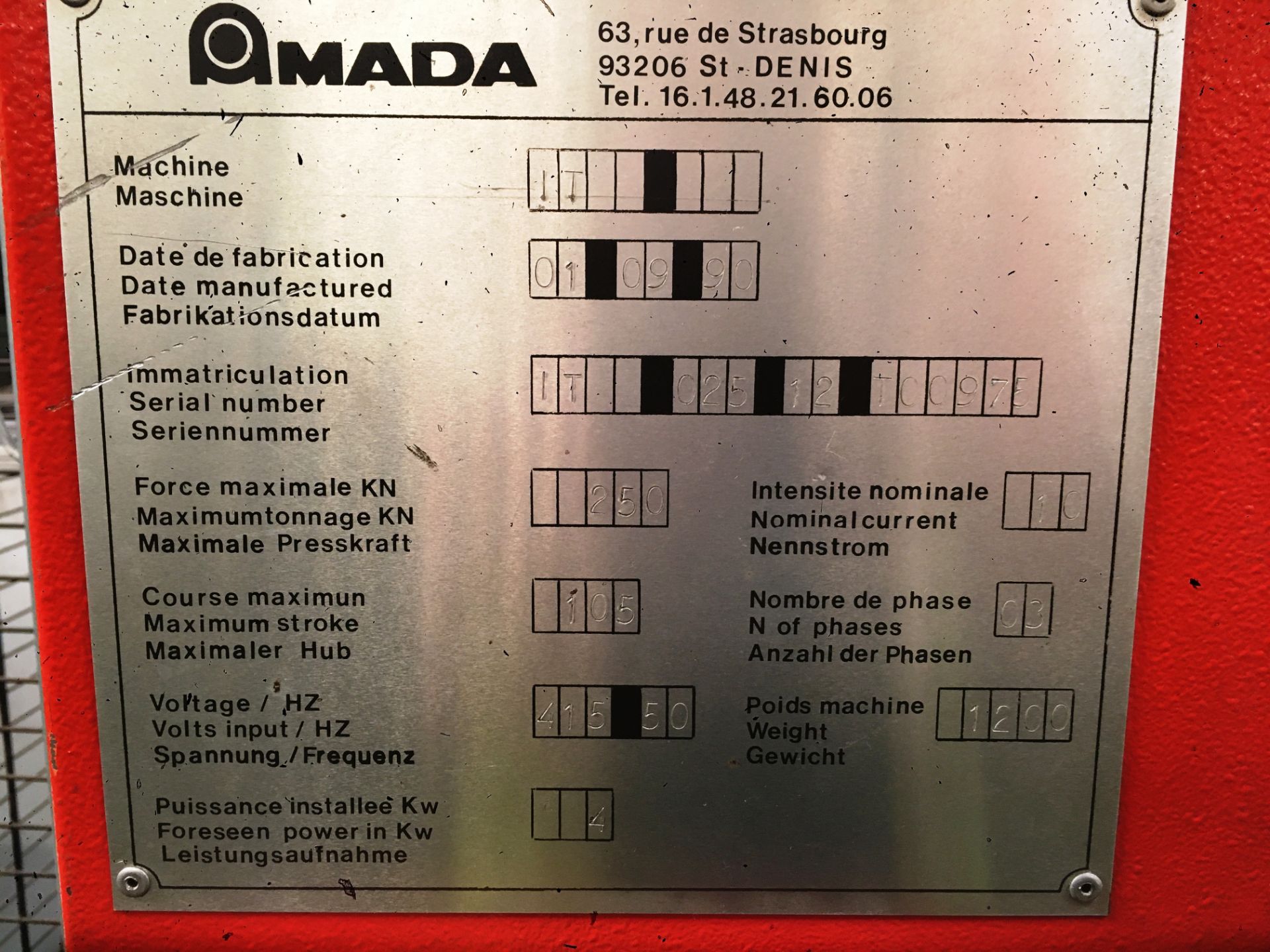 Amada, Promecam IT hydraulic upstroking press brake, Serial No. IT-025-12-T00975 (1990), max - Image 2 of 2