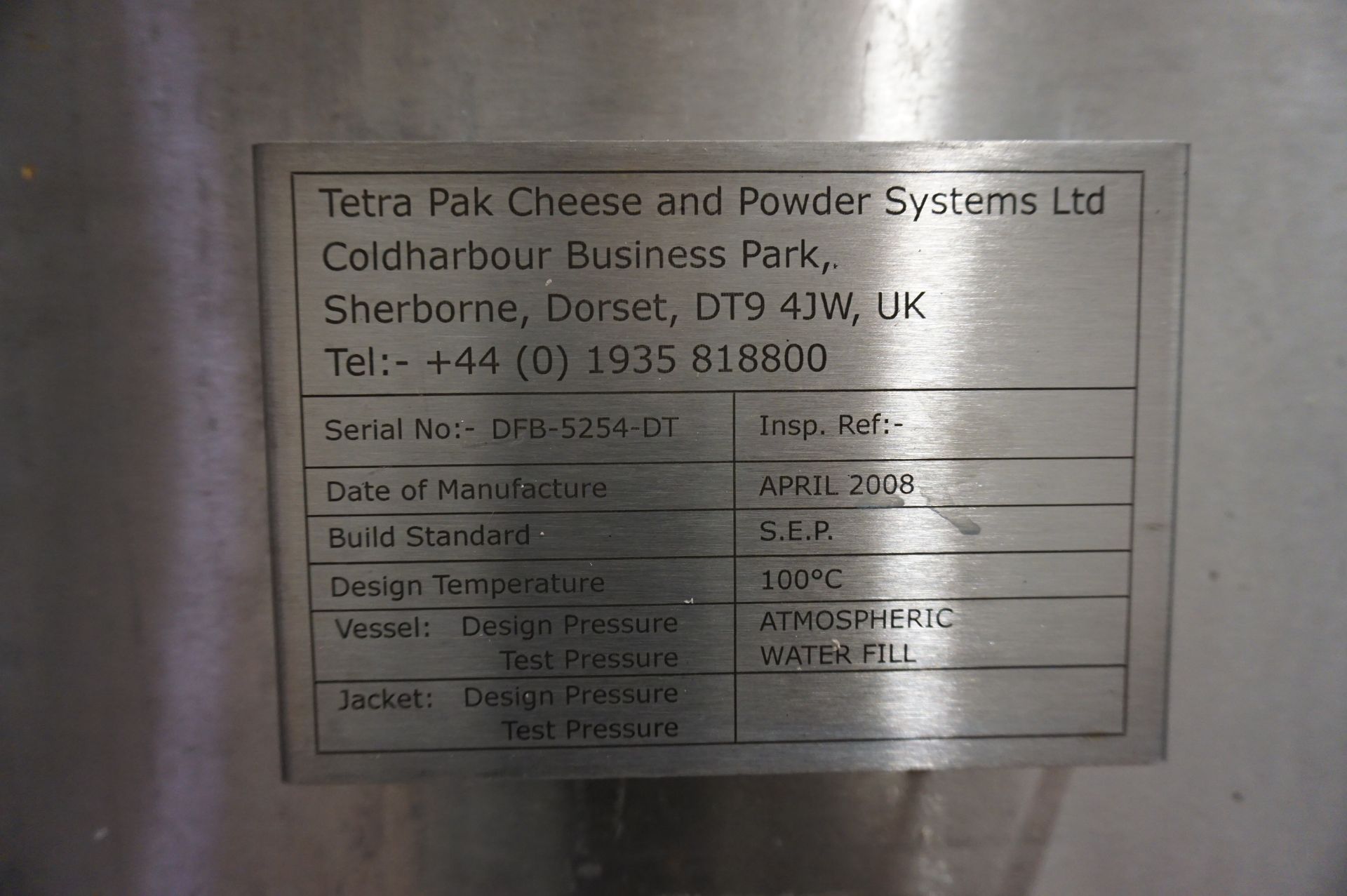 CIP System Comprising: Tetra-Pak fresh water tank, Serial No. DFB-5254-FWT (2008); Tetra-Pak reclaim - Image 4 of 14