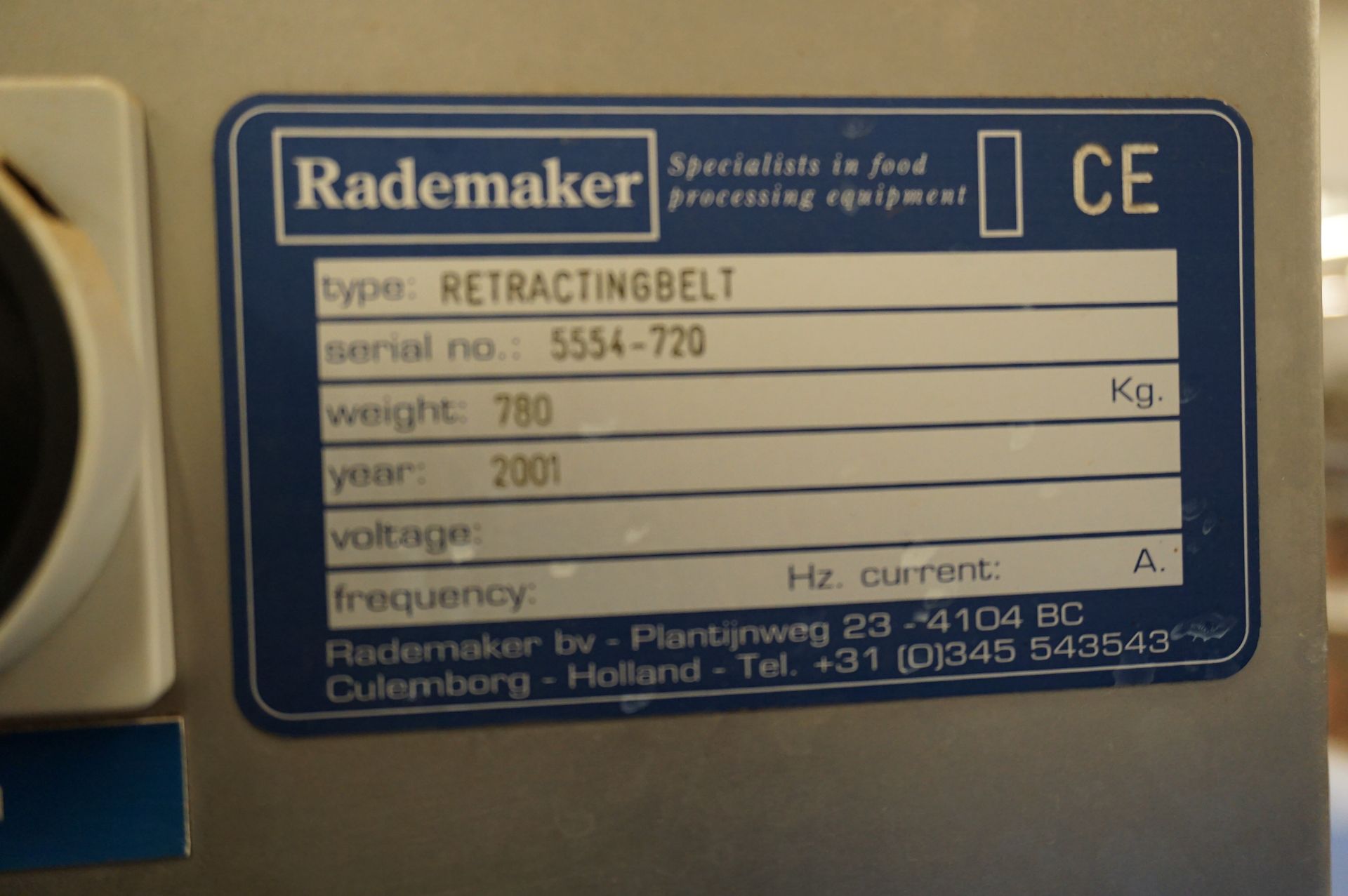 Rademaker, motorised retracting belt conveyor, Serial No. 5554-720 (2001) with control panel, Approx - Image 3 of 4