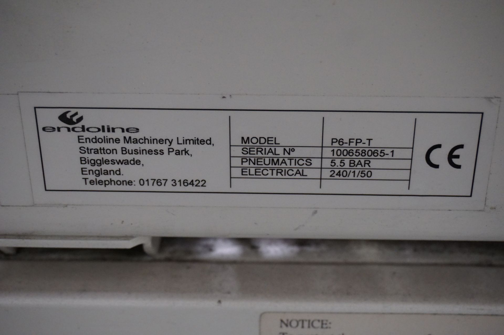 Endoline, Model: Phoenix P6-FP-T box taping machine, Serial No. 1000658065-1 with through feed - Image 2 of 3