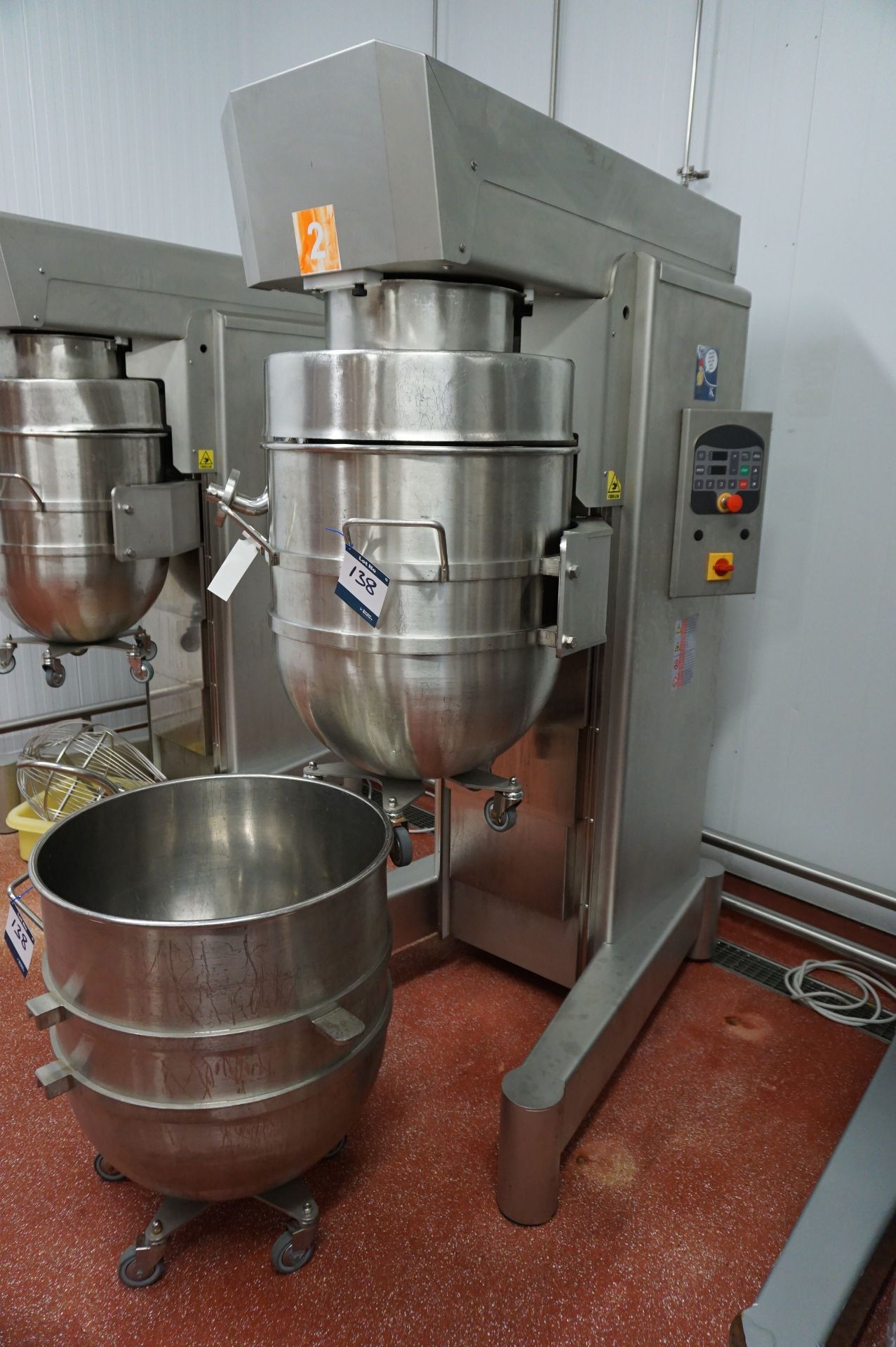 Brook Foods plant mixer, complete with paddle, whisk, dough hook and 2 x mixing bowls (60cm dia) - Image 2 of 3