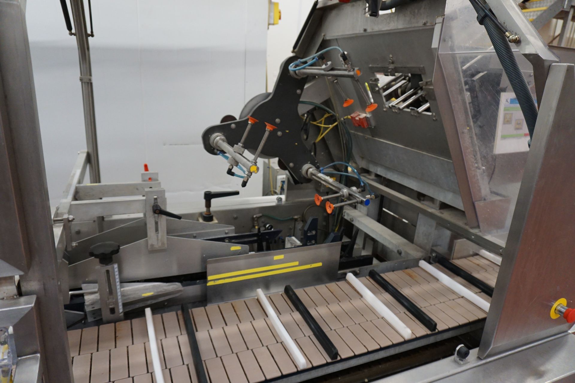 Bradman Lake Packaging Station Comprising: curved plastic slat decline conveyor to motorised - Image 11 of 16