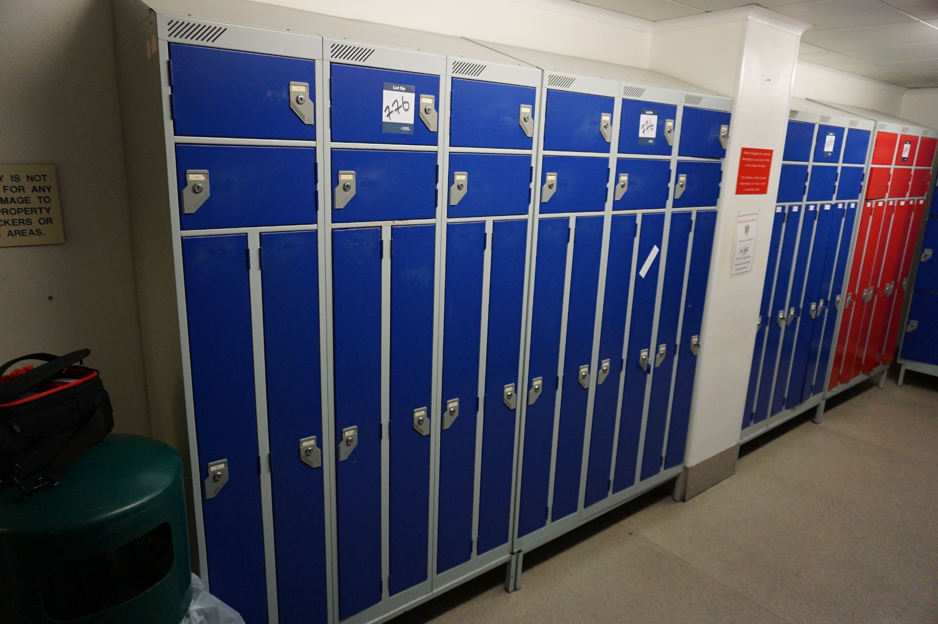 4 x 6 person shoe and coat storage lockers, some with/without keys, as lotted