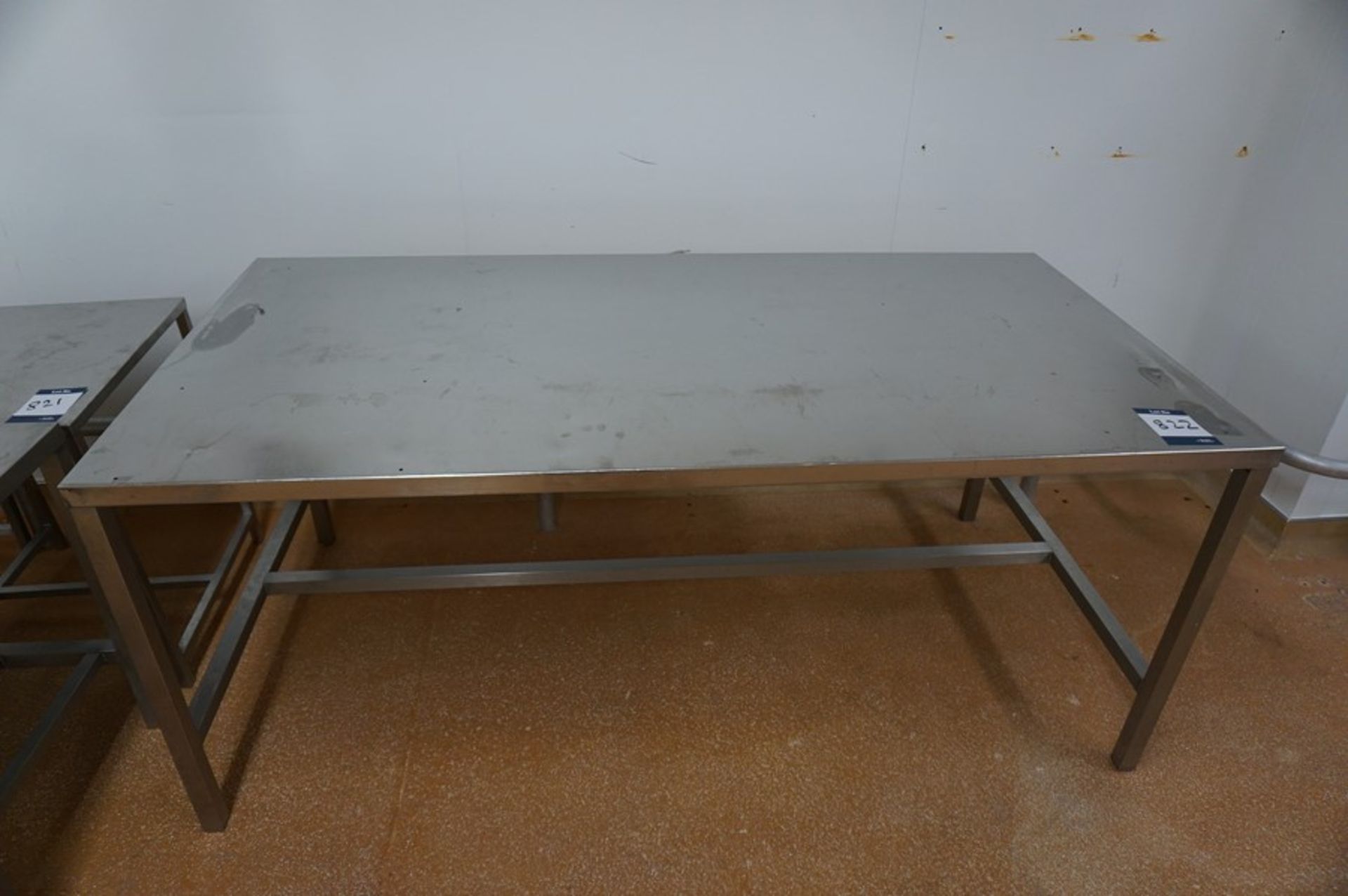 2 x Various stainless steel prep tables, each 1m x 2m x 0.86m (h) as lotted