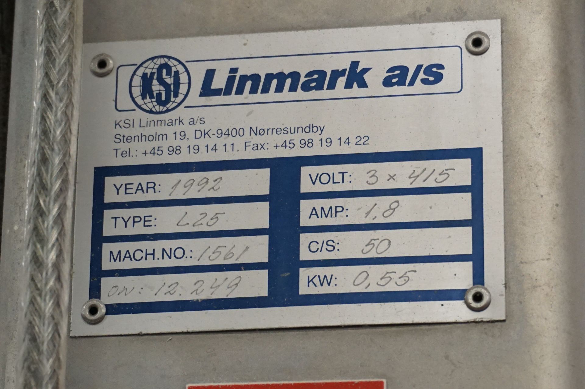 Linmark, Type: L25, 250kg bin hoist, Serial No. 1561 (1992) - Image 3 of 3