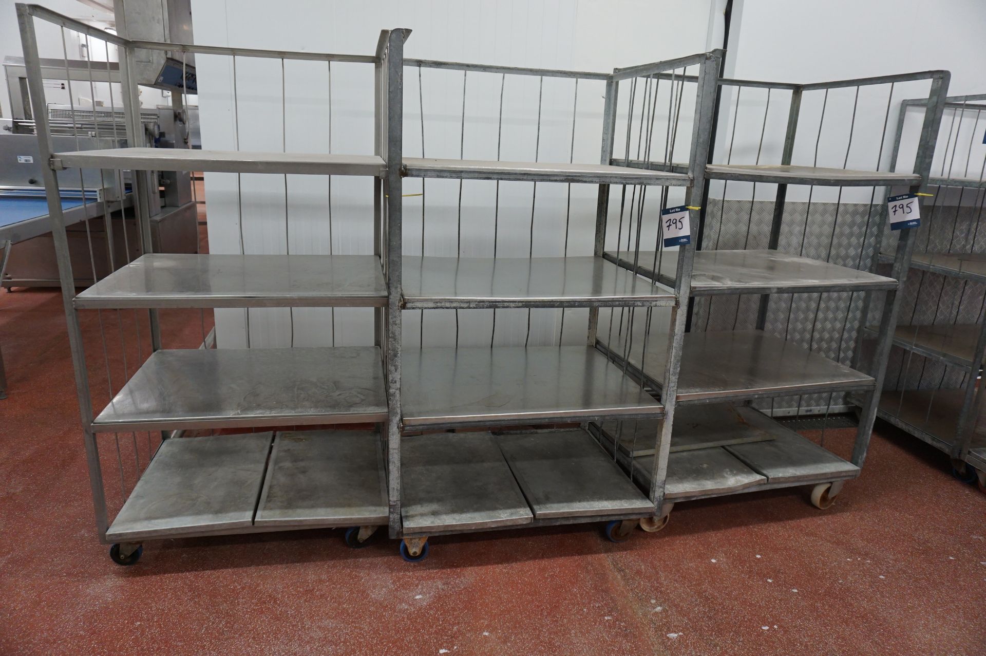 3 x 4 tier mobile storage racks, Approx. 1m (w) x 1.8m (h) x 0.75m (d)