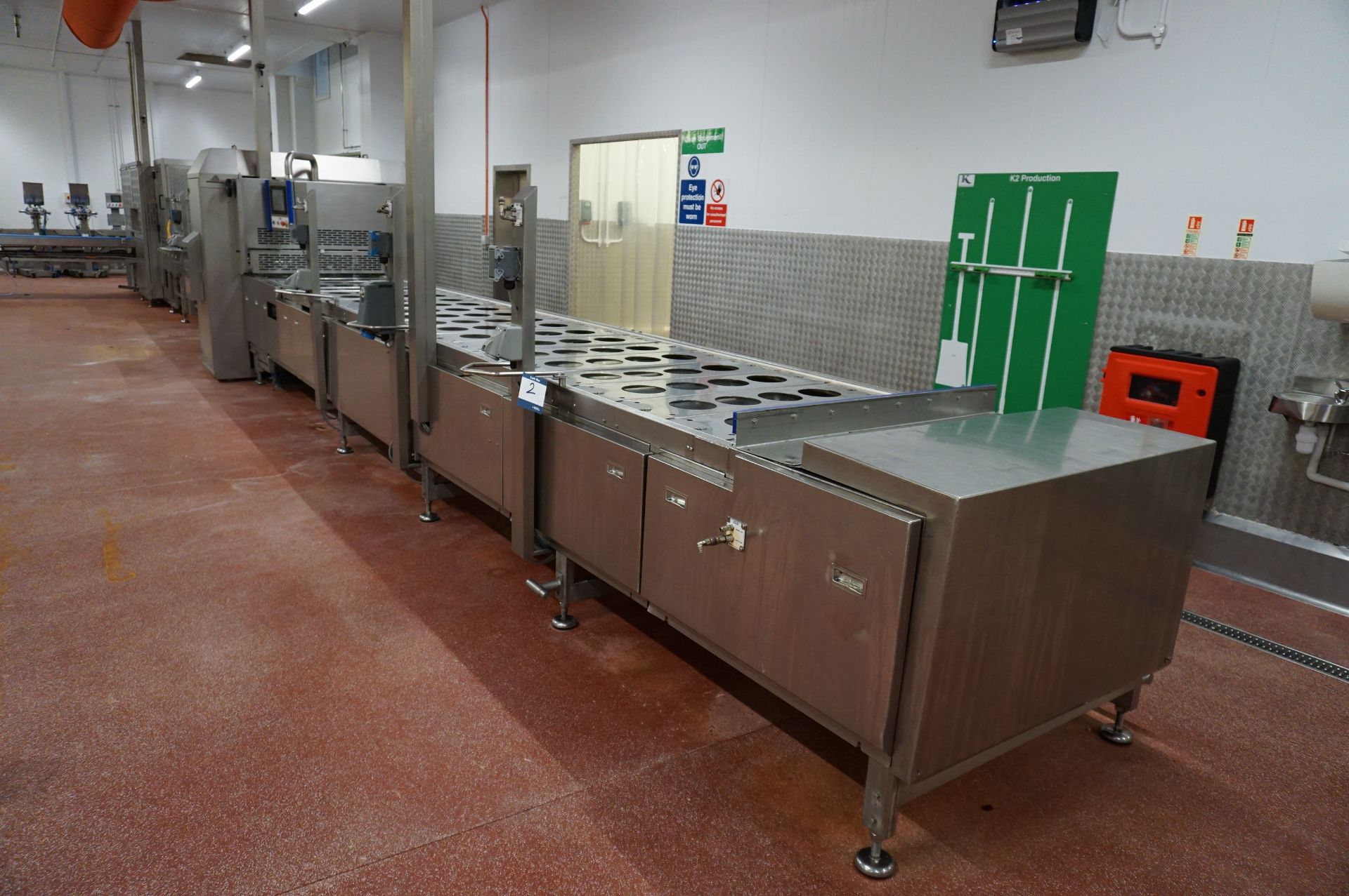 Comas Quiche / Cheesecake Line (Approx. 18m) Comprising: Continuous conveyor with interchangeable