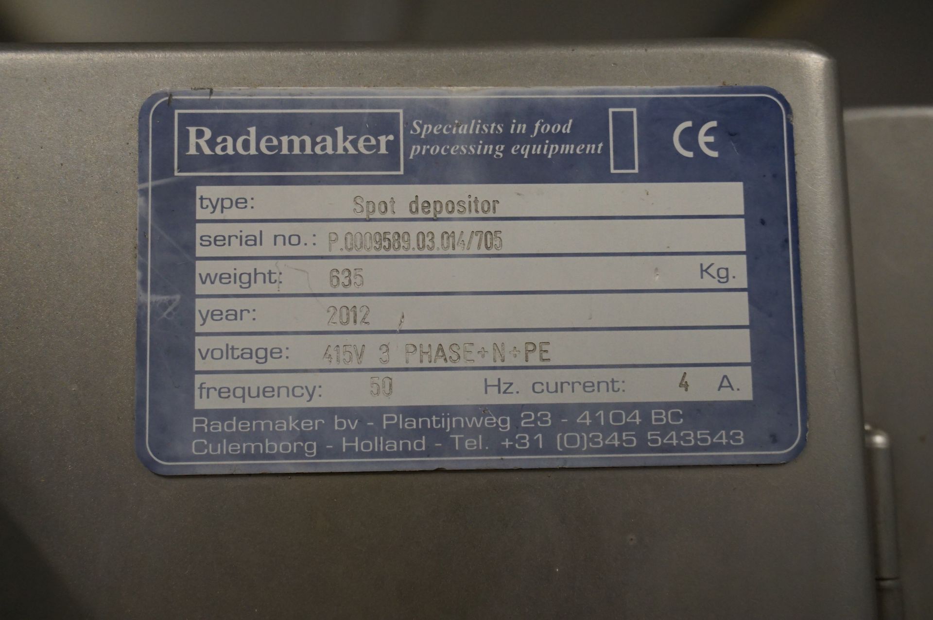 Rademaker, 5 lane mobile spot depositor, Serial No. P0009589.03.014/705 (2012) with adjustable space - Image 6 of 8