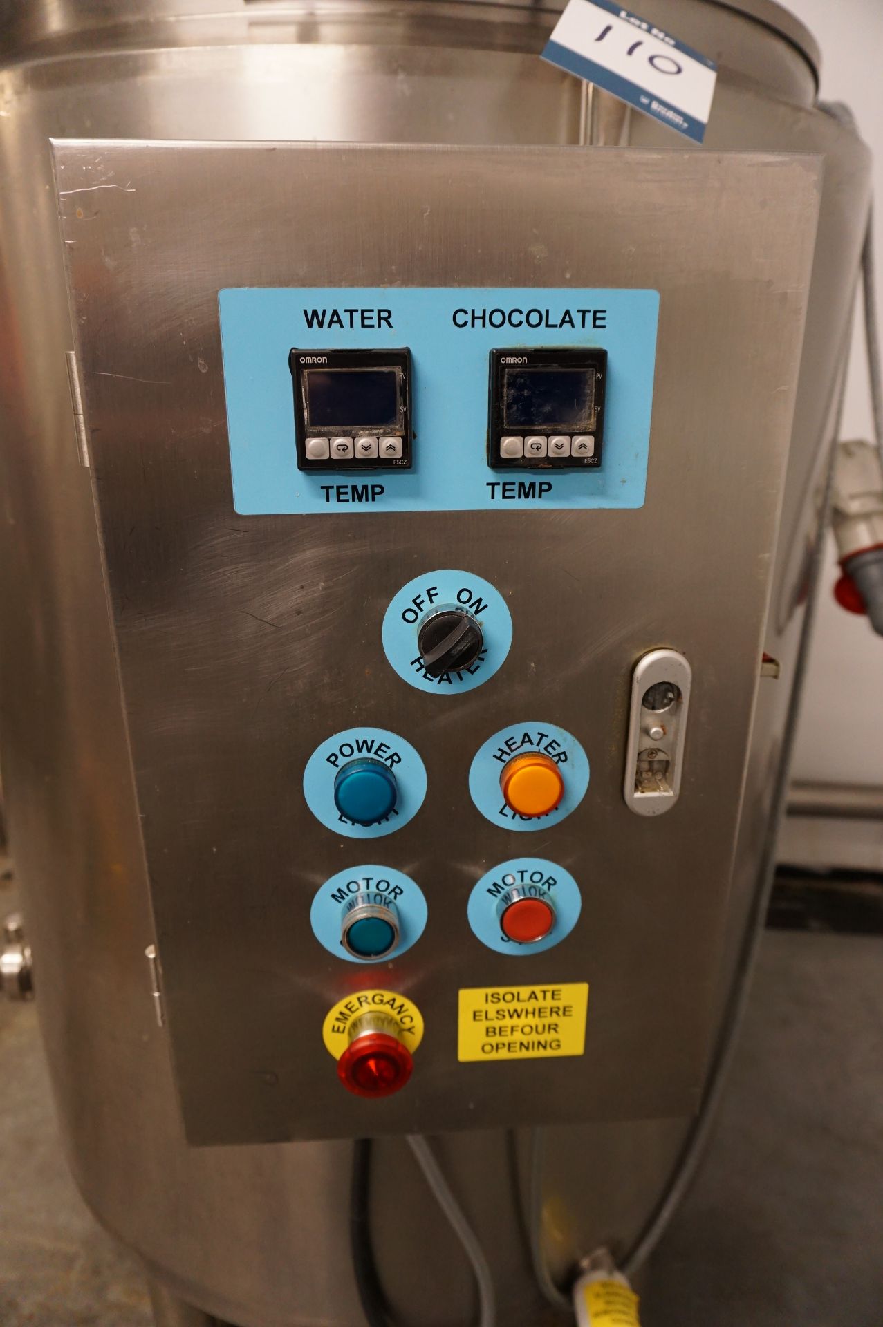 Unbadged chocolate mixing vat, approx 500L with controls - Image 2 of 3