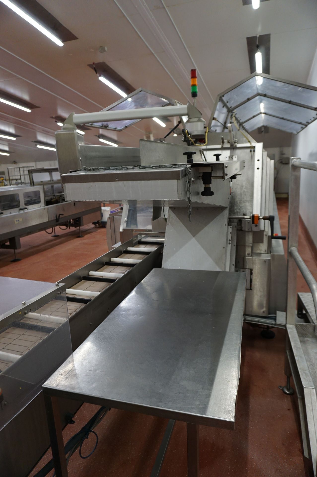 Bradman Lake Packaging Station Comprising: curved plastic slat decline conveyor to motorised - Image 8 of 16