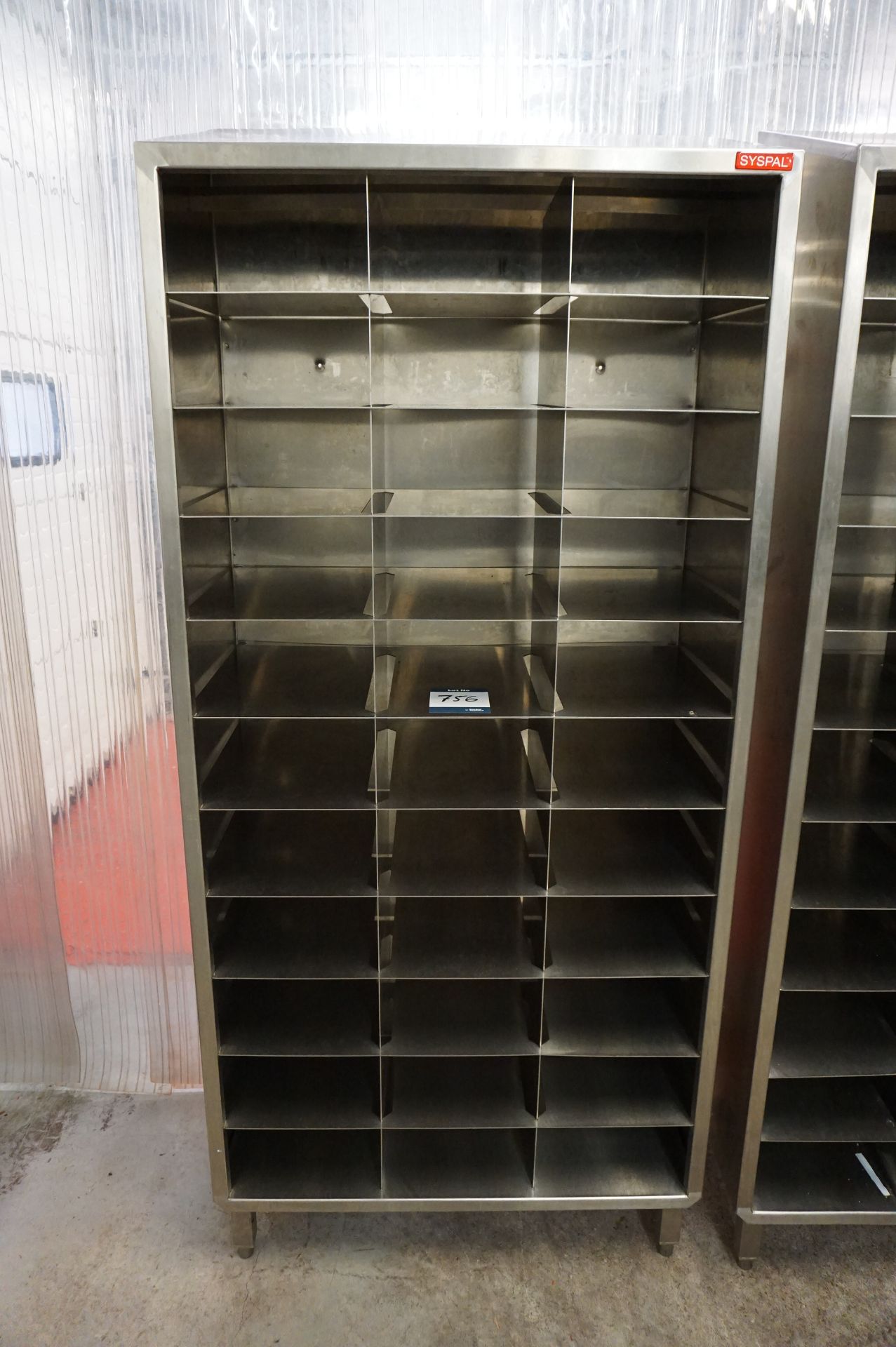 Syspal, 33 compartment stainless steel pigeon hole unit