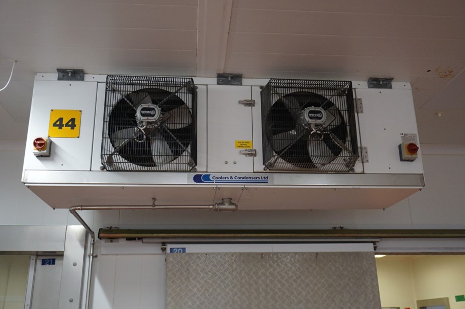 Coolers & Condensers, twin fan chiller unit (Lift out charge to bring unit to ground: £150)