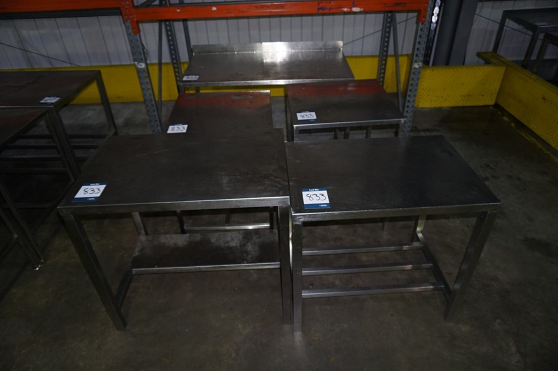 5 x Various stainless steel prep tables, as lotted