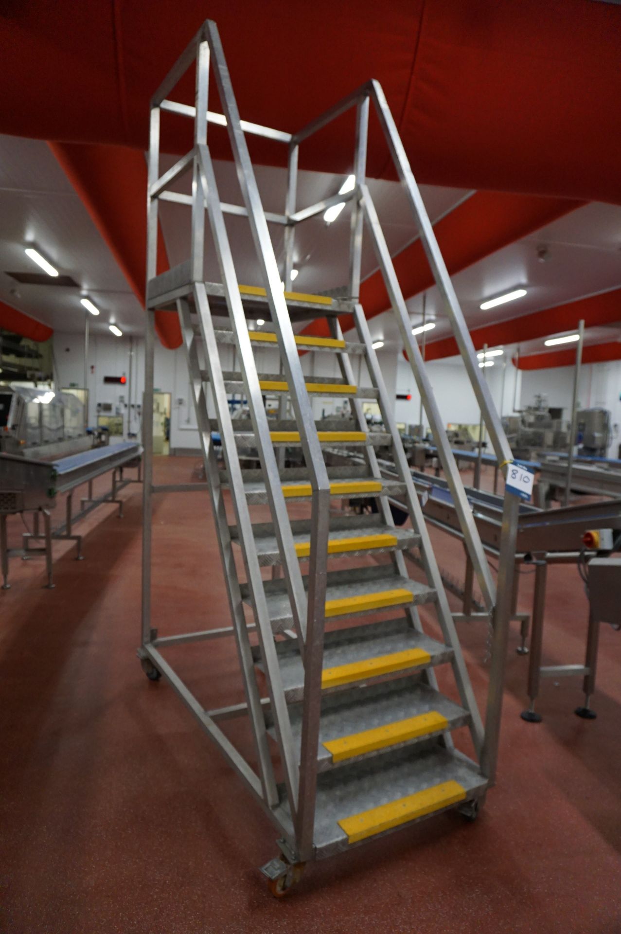 Stainless steel 10 rung mobile ladder/access platform, platform height: 2m