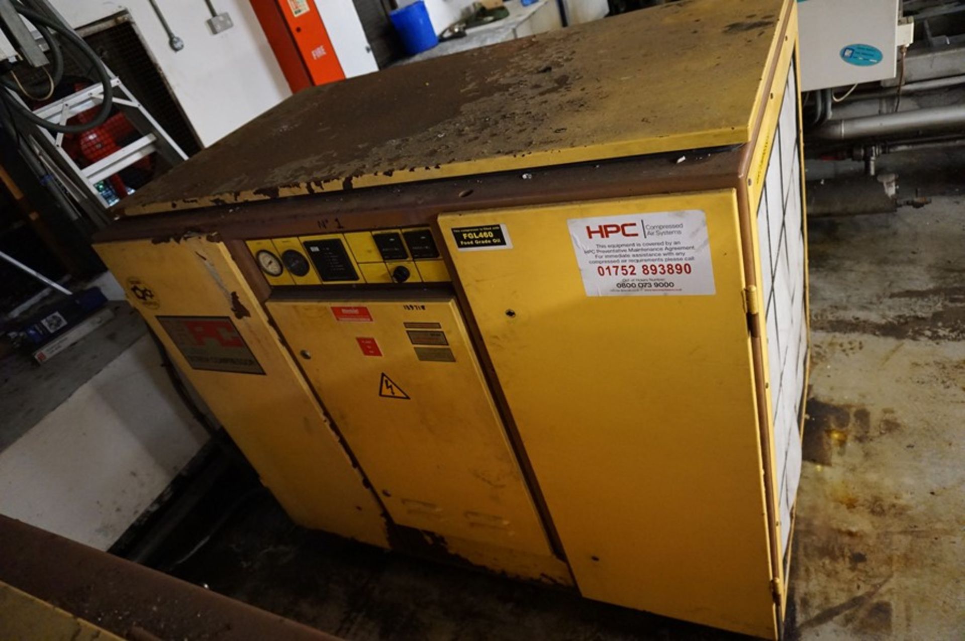 HPC Plusair, Model: BS44, packaged screw compressor, Hours: 45017.69 (Please note that this Lot is