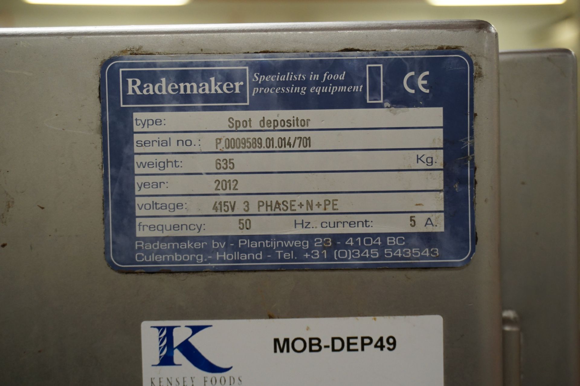 Rademaker, 5 lane mobile spot depositor, Serial No. P0009589.01.014/701 (2012) with adjustable space - Image 4 of 7