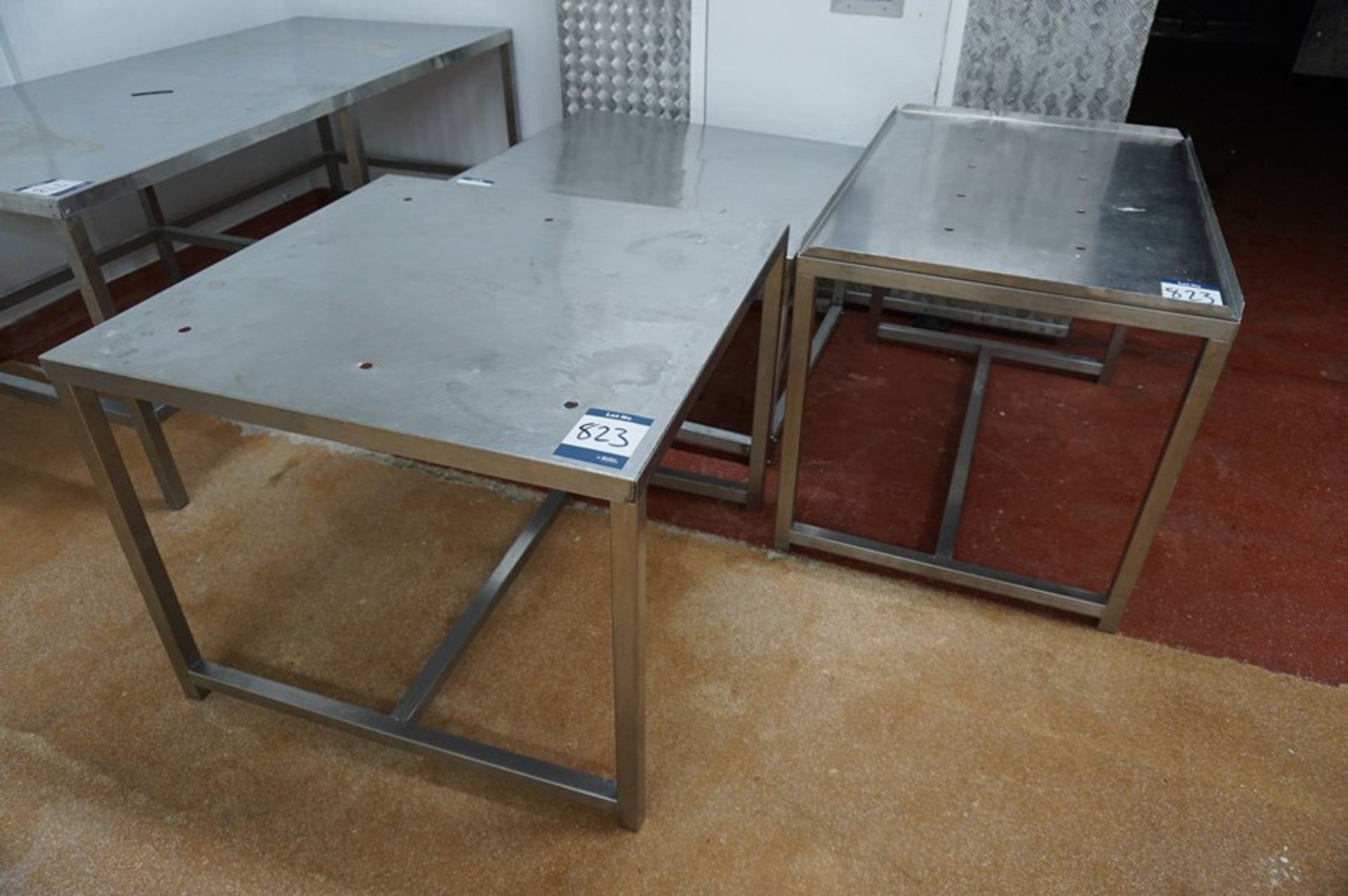 3 x Various stainless steel prep tables, as lotted