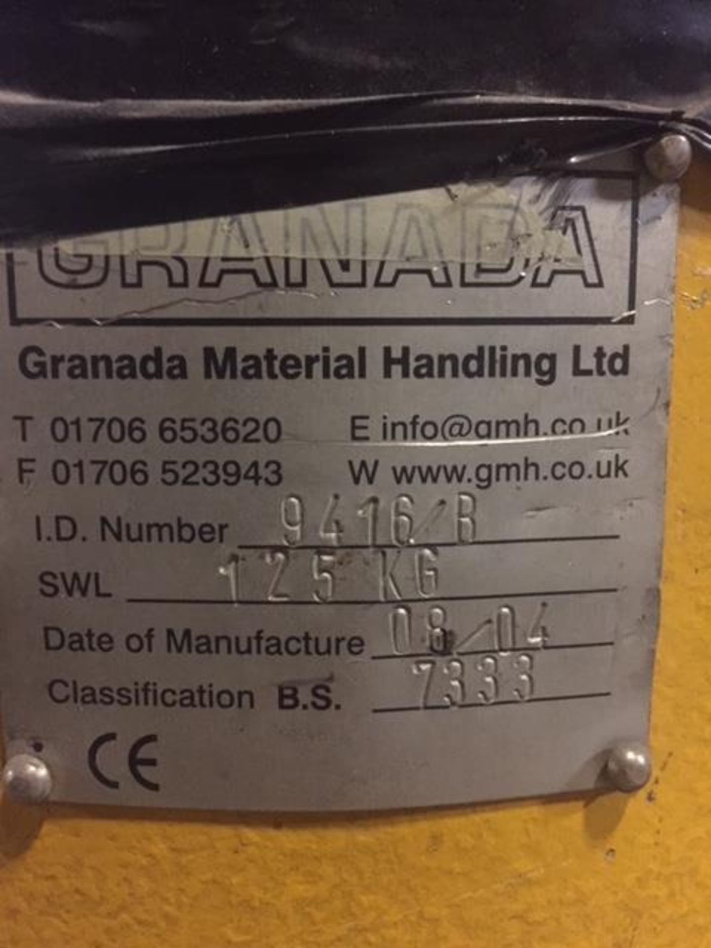 Granada swing jib pendant controlled crane, 125kg SWL, Serial No. 9416/B, Date 08/04 - Image 3 of 3