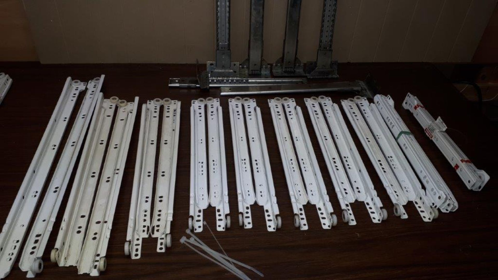 LOT: (10) Asst Drawer Slides + (3) sets of Sliding/Door Hinge Kits for Hidden TV Furniture) - Image 2 of 5