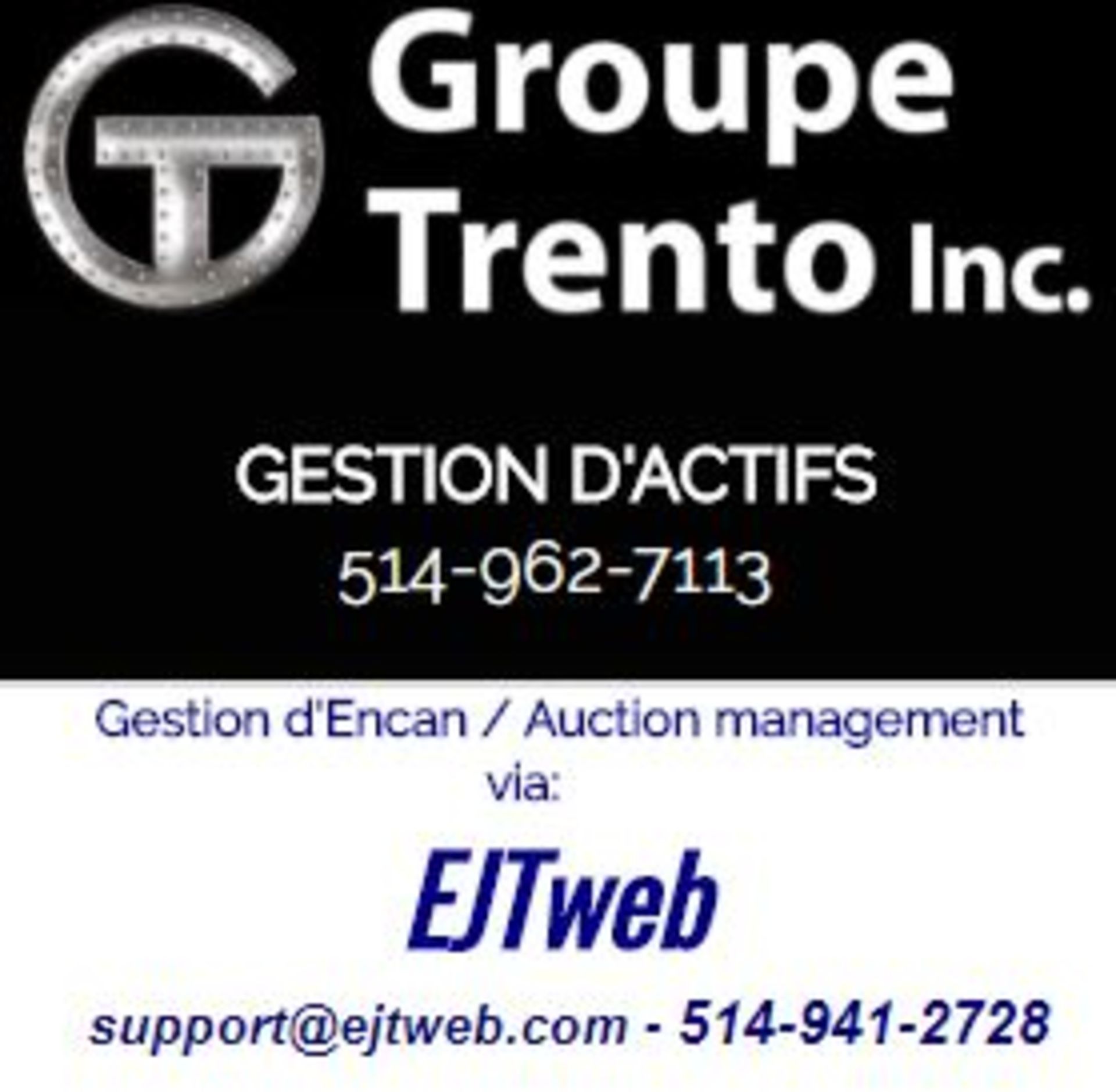 Online Auction management / Gestion d'Encan en ligne: EJTweb.com - 514-941-2728