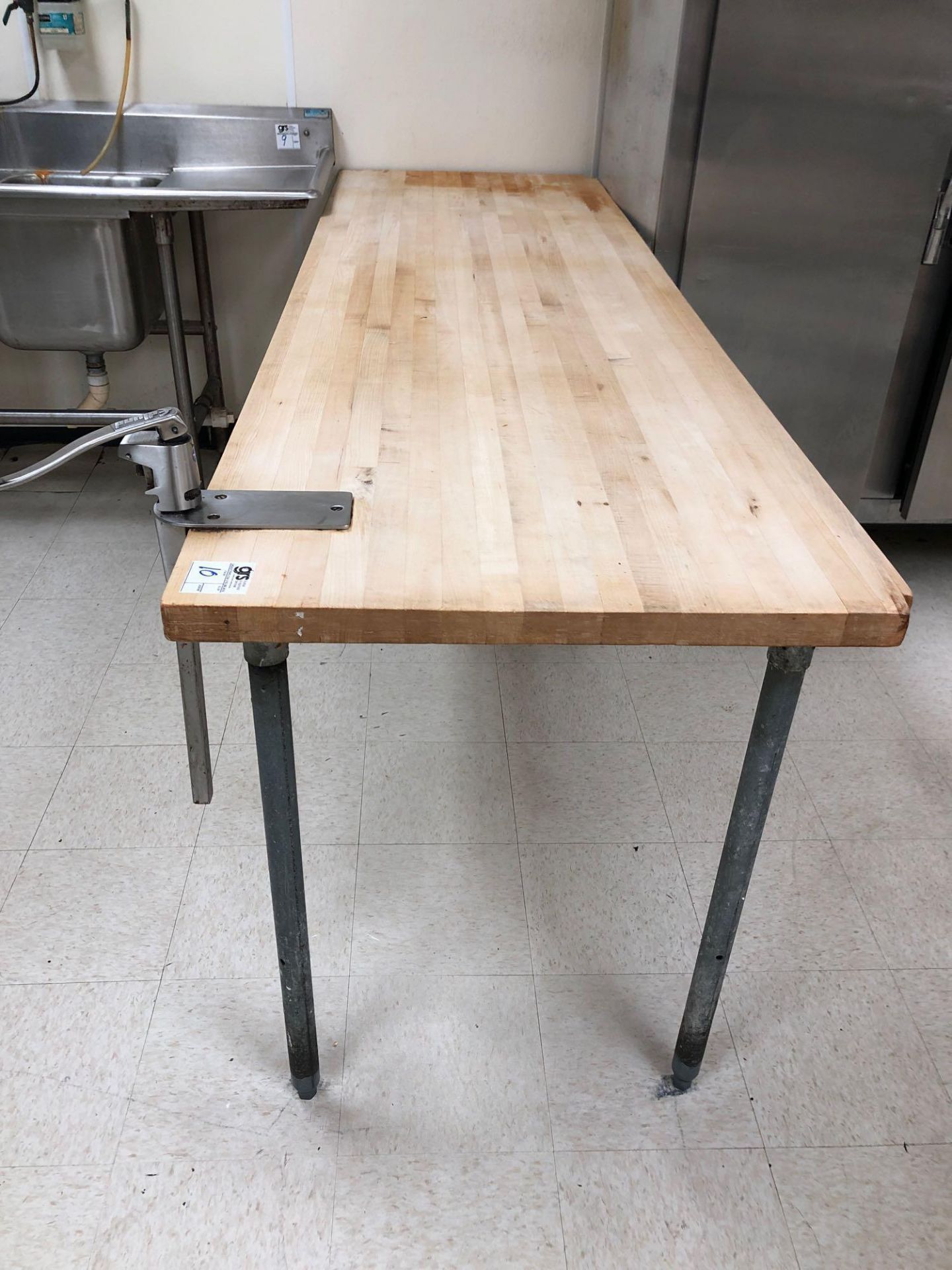 Butcher Block Table with Edlund Can Opener - Image 2 of 2