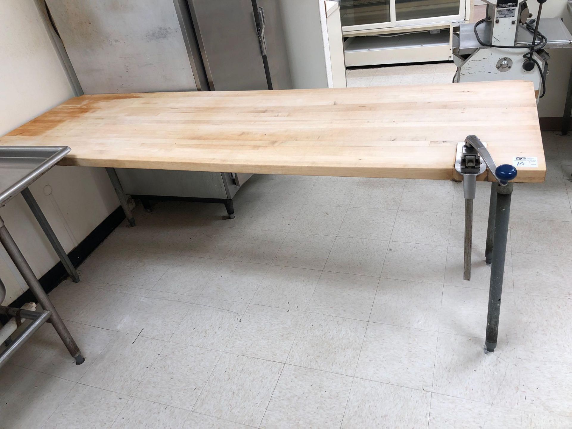 Butcher Block Table with Edlund Can Opener