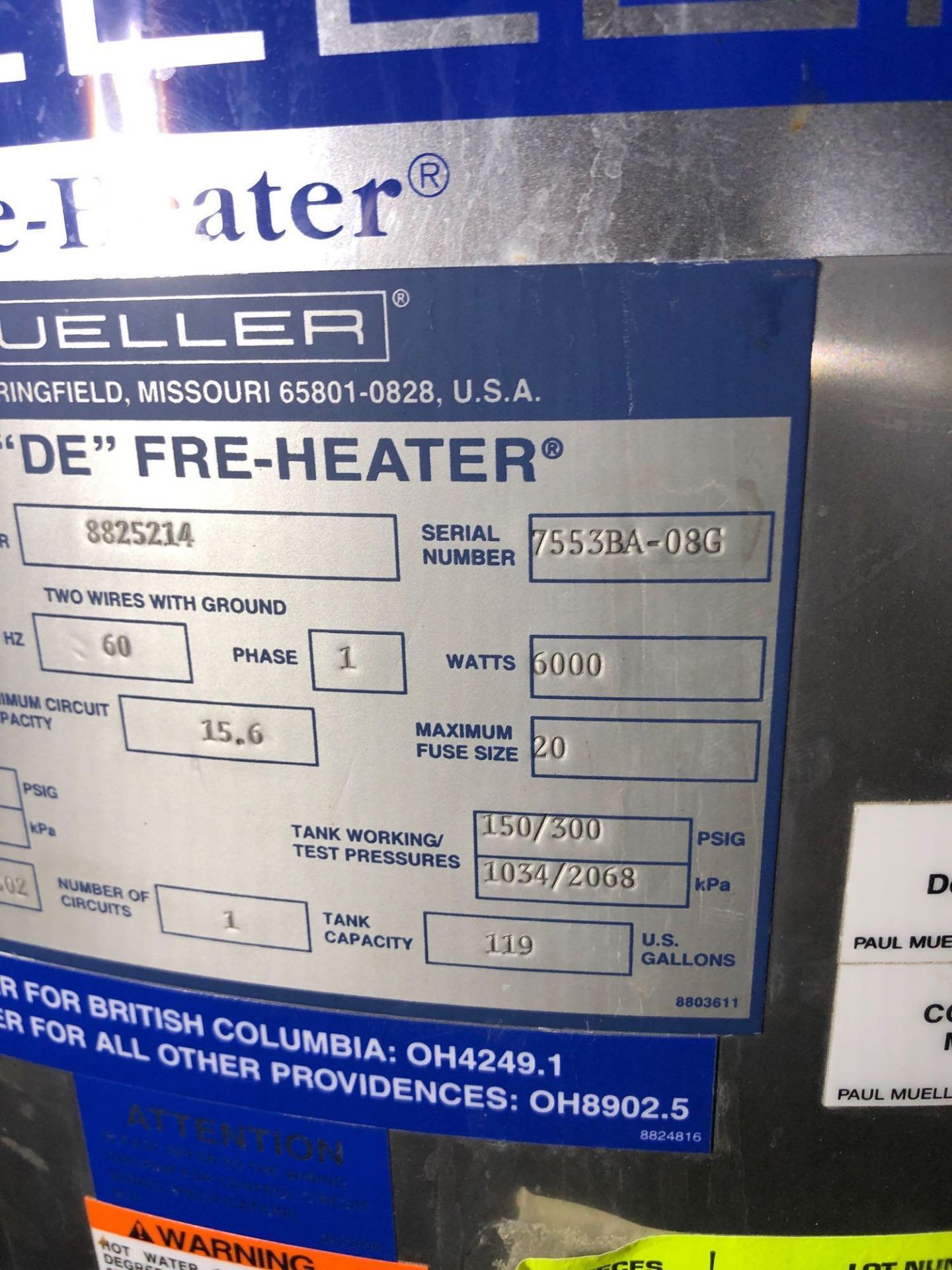 Mueller Fre Heater - Milk Cooling System - Image 3 of 4