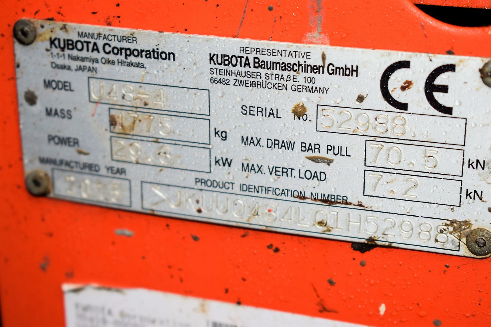 Kubota U48-4 4.8 tonne rubber tracked excavator Year: 2015 S/N: 52988 Recorded Hours: 923 blade, - Image 14 of 14
