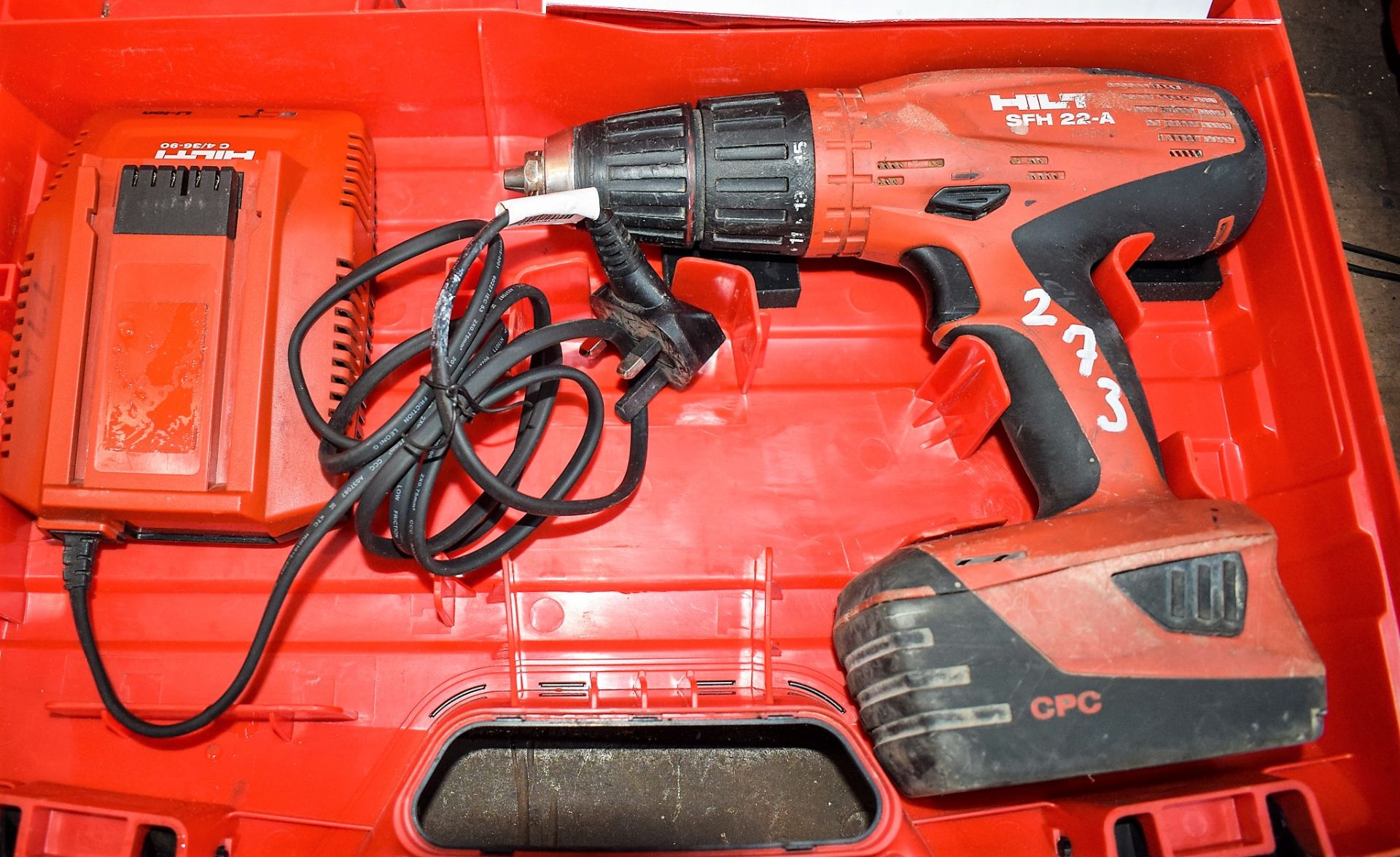 Hilti SFH 22-A 22v cordless power drill c/w charger, battery & carry case A700001