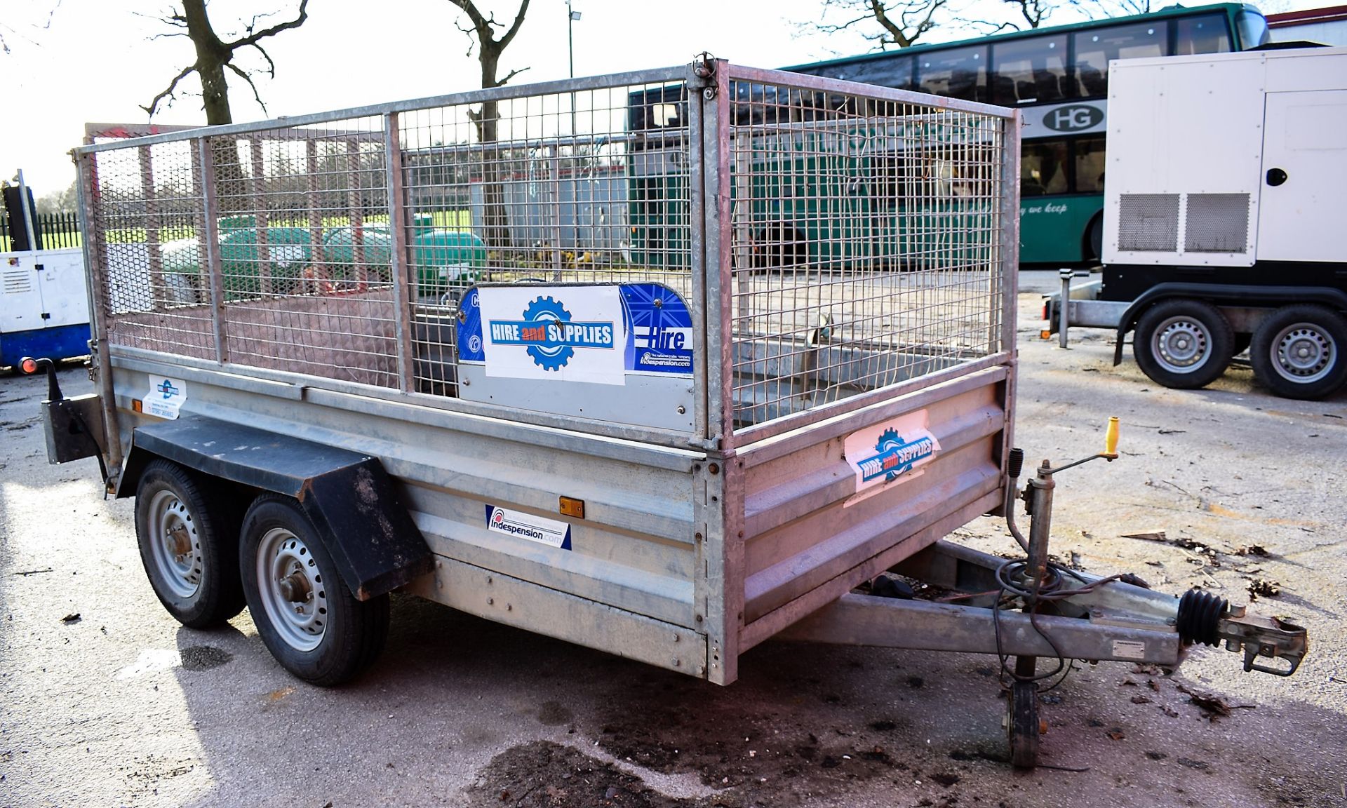 Indespension 8 ft x 4 ft tandem axle plant trailer S/N: 122888 c/w mesh sides HS18552 - Image 2 of 4