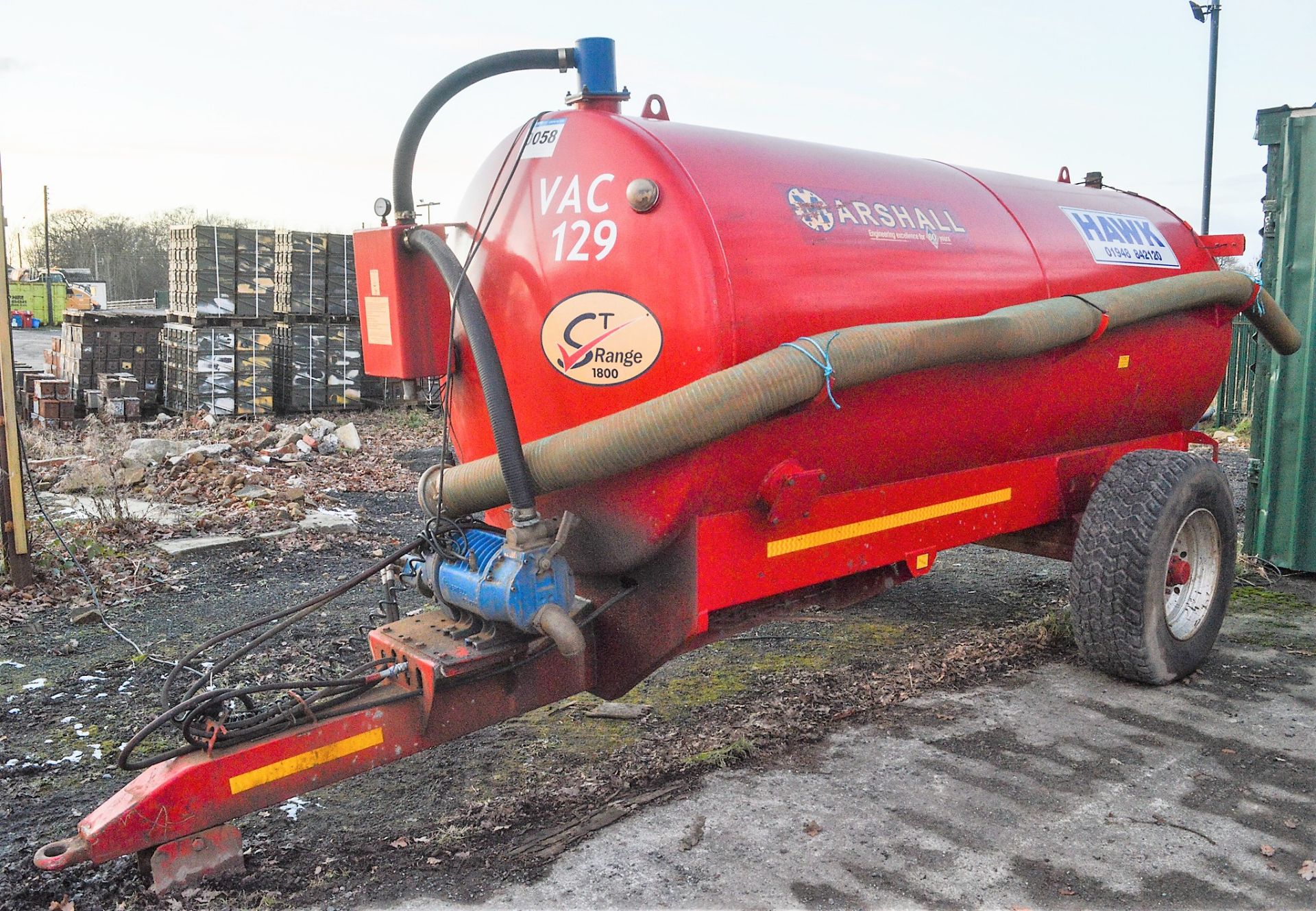 Marshall ST1800 single axle vacuum tanker  Year: 2015 S/N: 2A85967H