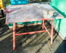 Steel site work bench c/w bench & pipe vice