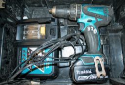 Makita 18v cordless drill c/w charger, battery & carry case