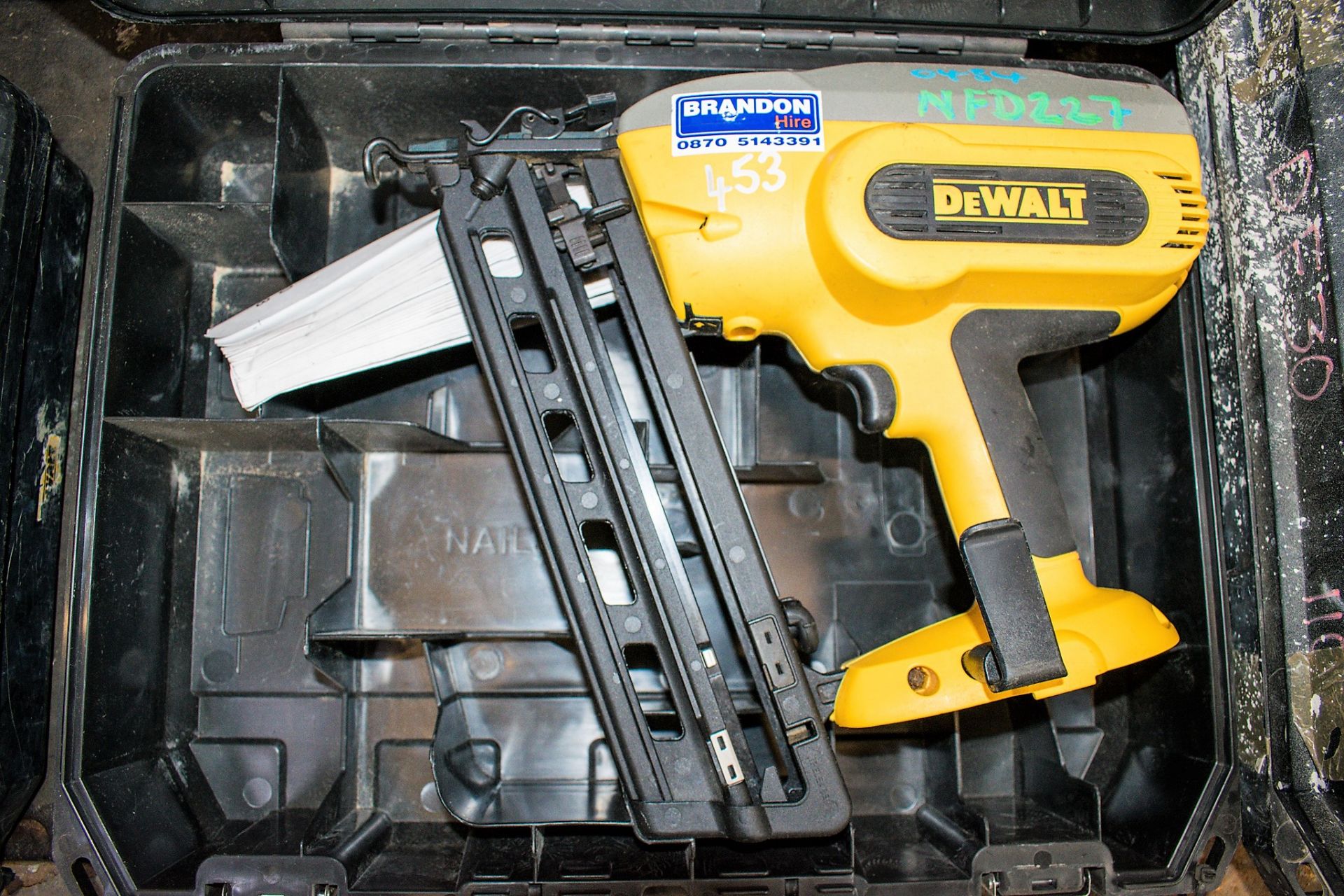 Dewalt 18v cordless nail gun c/w carry case ** No battery or charger **