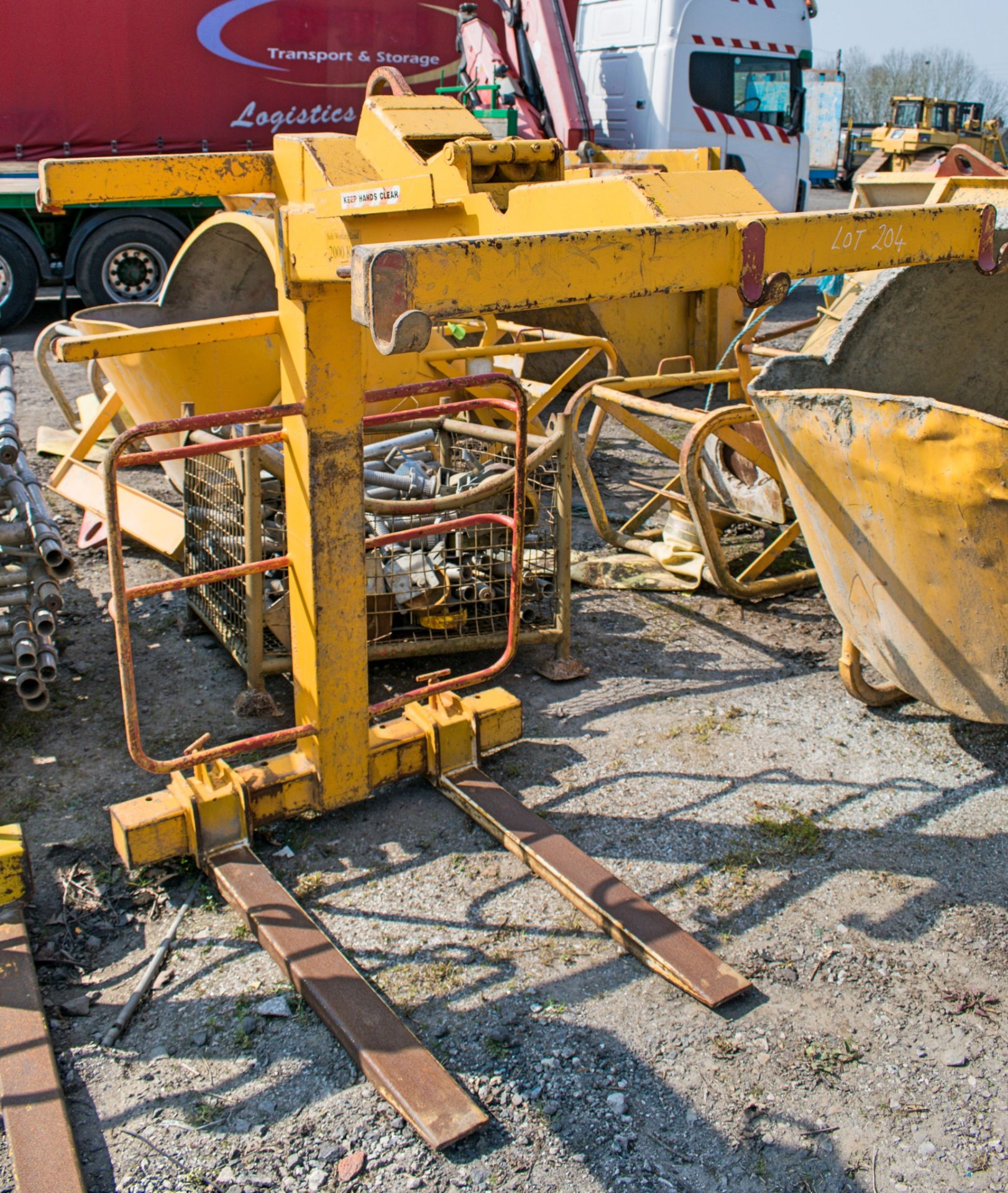 Self balancing crane fork lift attachment