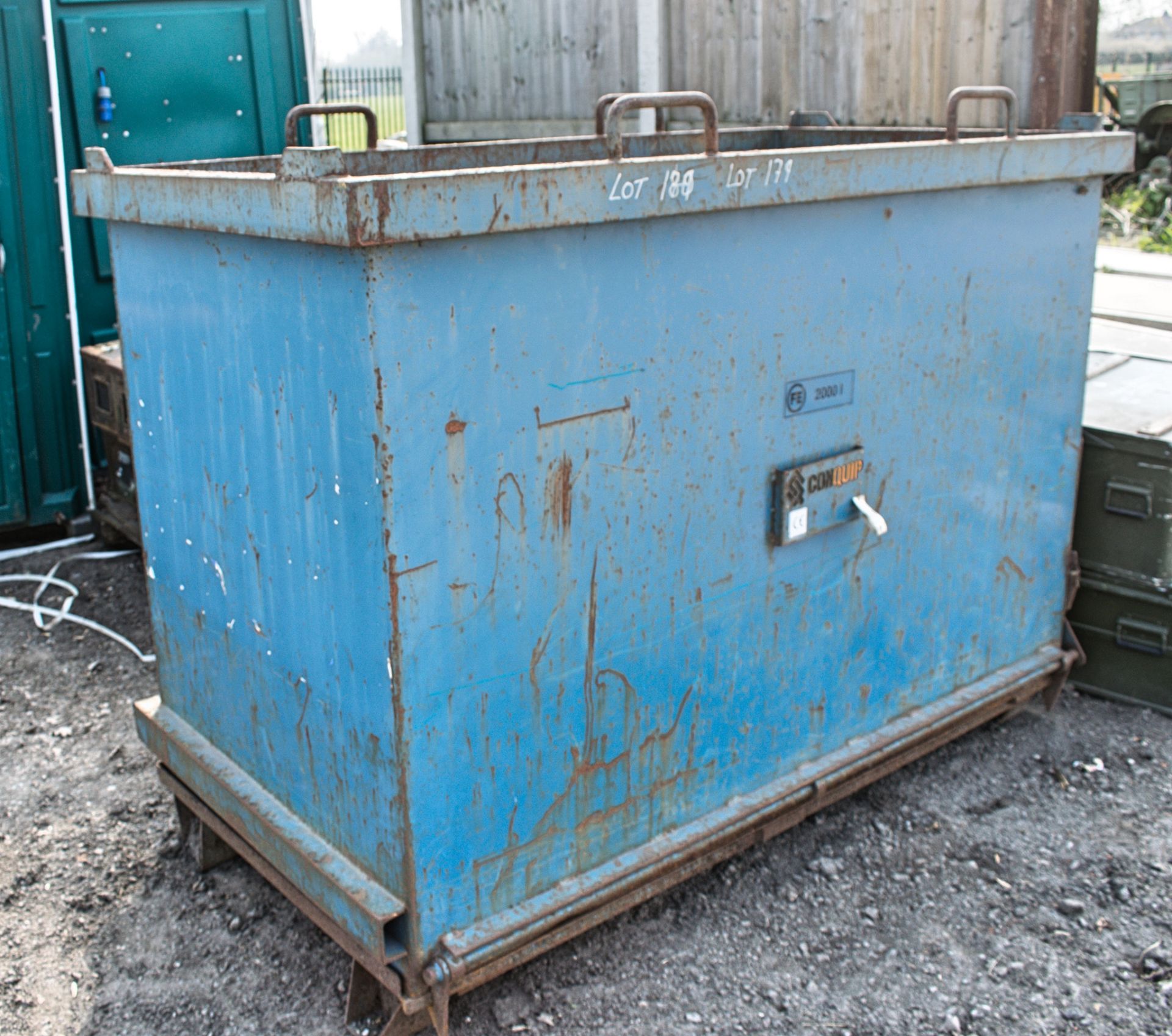 Conquip 2000 litre steel bottom opening skip