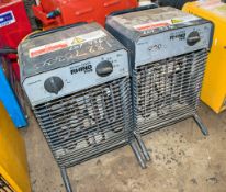 2 - Rhino 240v fan heaters ** Both with power cords cut off **