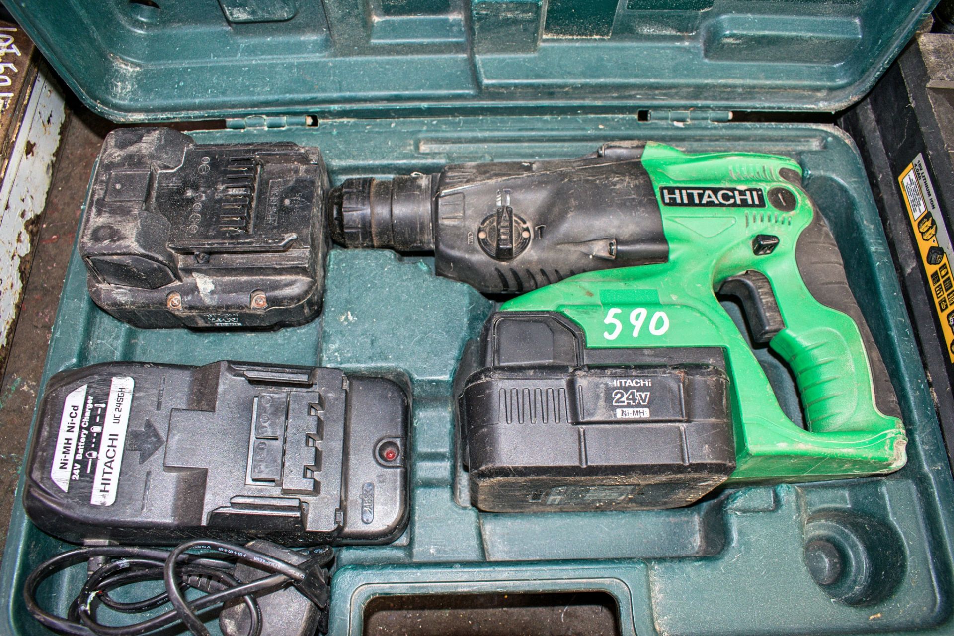 Hitachi 24v cordless SDS rotary hammer drill c/w charger, 2 batteries & carry case A619962