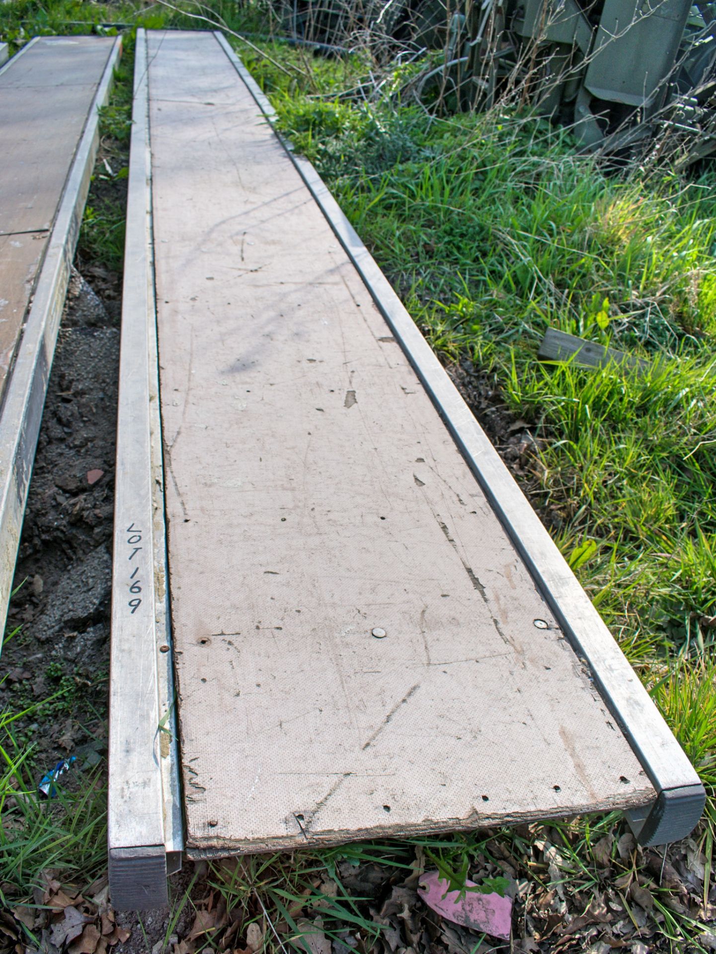 Aluminium staging board approximately 20 ft long