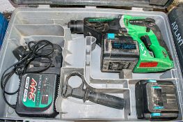 Hitachi 24v cordless SDS rotary hammer drill c/w charger, 2 batteries & carry case P45258