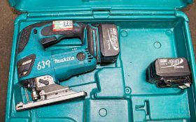 Makita 14.4v cordless jigsaw c/w 2 batteries & carry case ** No charger ** A625159